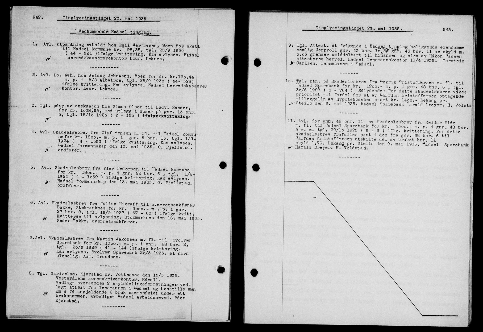 Vesterålen sorenskriveri, SAT/A-4180/1/2/2Ca/L0061: Pantebok nr. 54, 1934-1935, Tingl.dato: 23.05.1935
