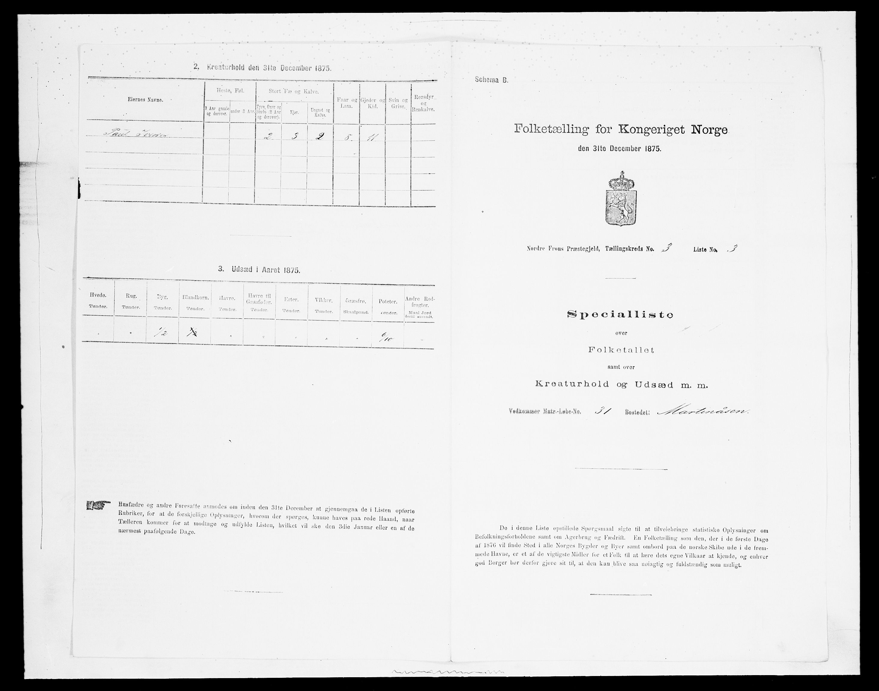 SAH, Folketelling 1875 for 0518P Nord-Fron prestegjeld, 1875, s. 336