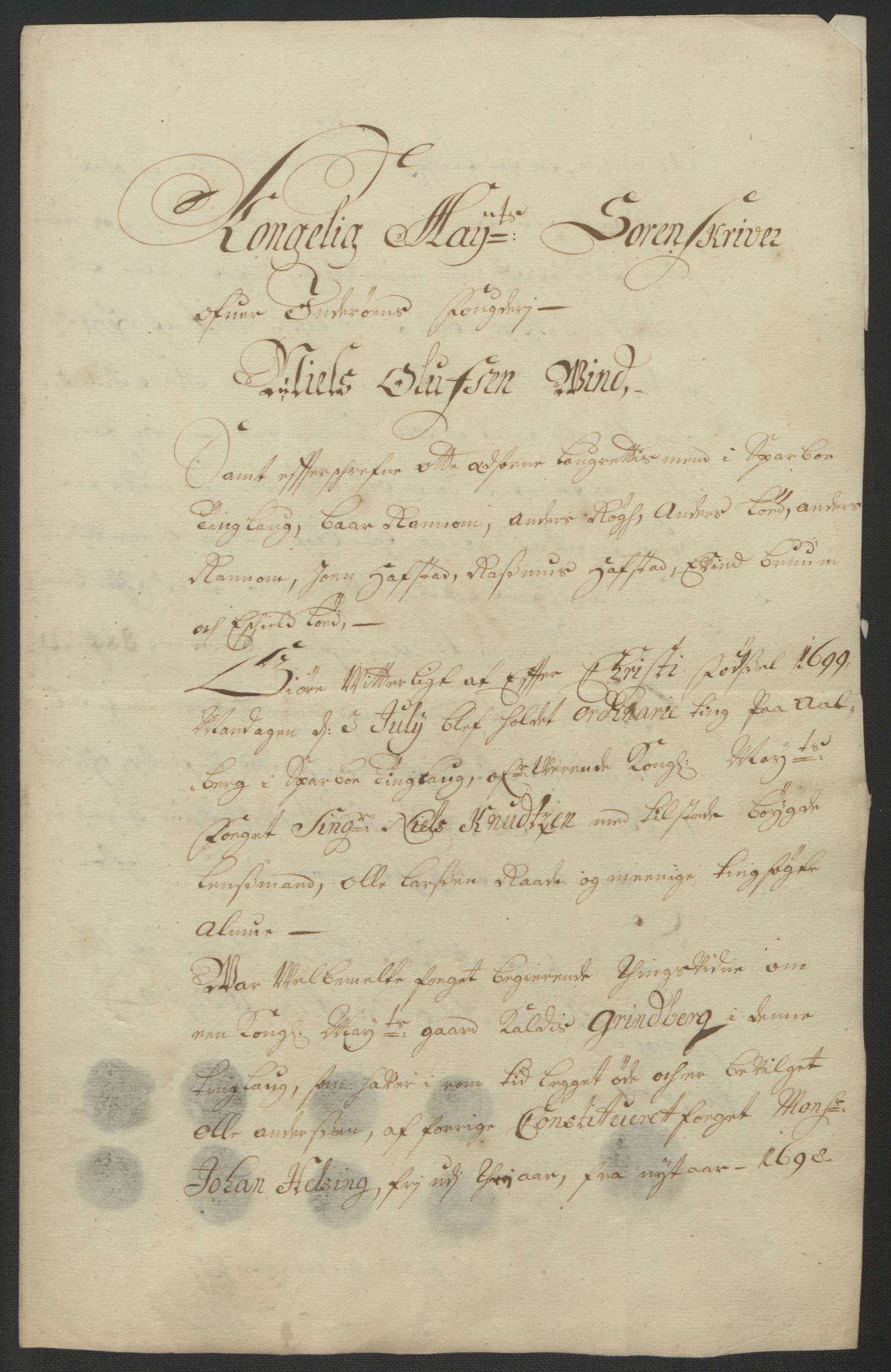 Rentekammeret inntil 1814, Reviderte regnskaper, Fogderegnskap, AV/RA-EA-4092/R63/L4310: Fogderegnskap Inderøy, 1698-1699, s. 406