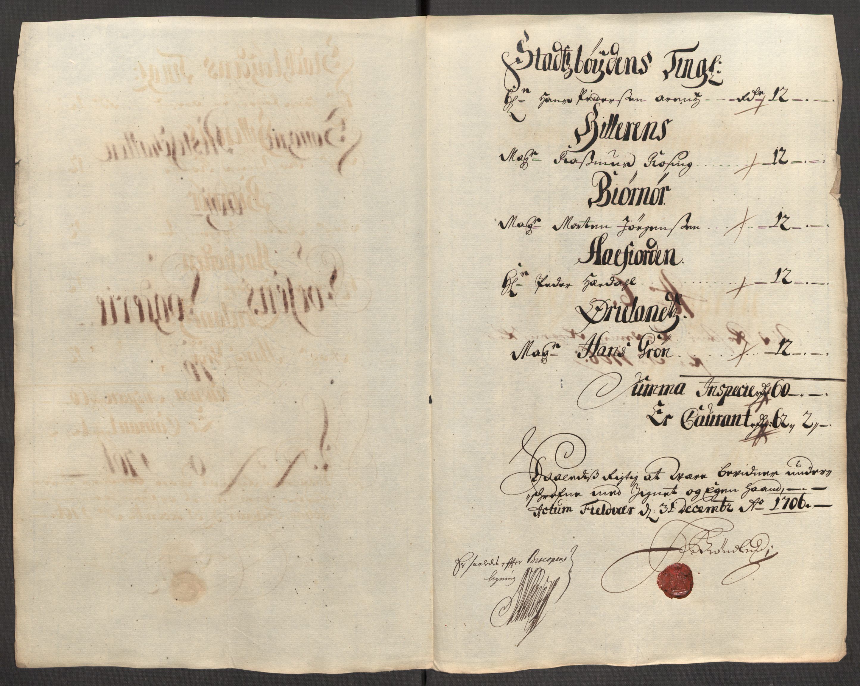 Rentekammeret inntil 1814, Reviderte regnskaper, Fogderegnskap, AV/RA-EA-4092/R57/L3857: Fogderegnskap Fosen, 1706-1707, s. 96