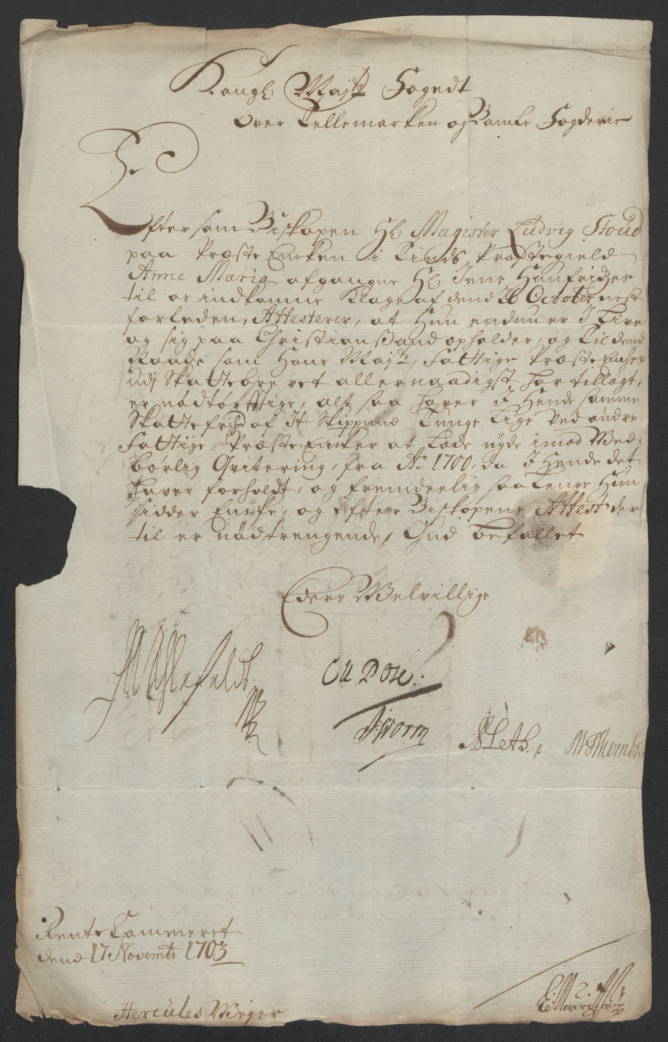 Rentekammeret inntil 1814, Reviderte regnskaper, Fogderegnskap, RA/EA-4092/R36/L2110: Fogderegnskap Øvre og Nedre Telemark og Bamble, 1703, s. 59