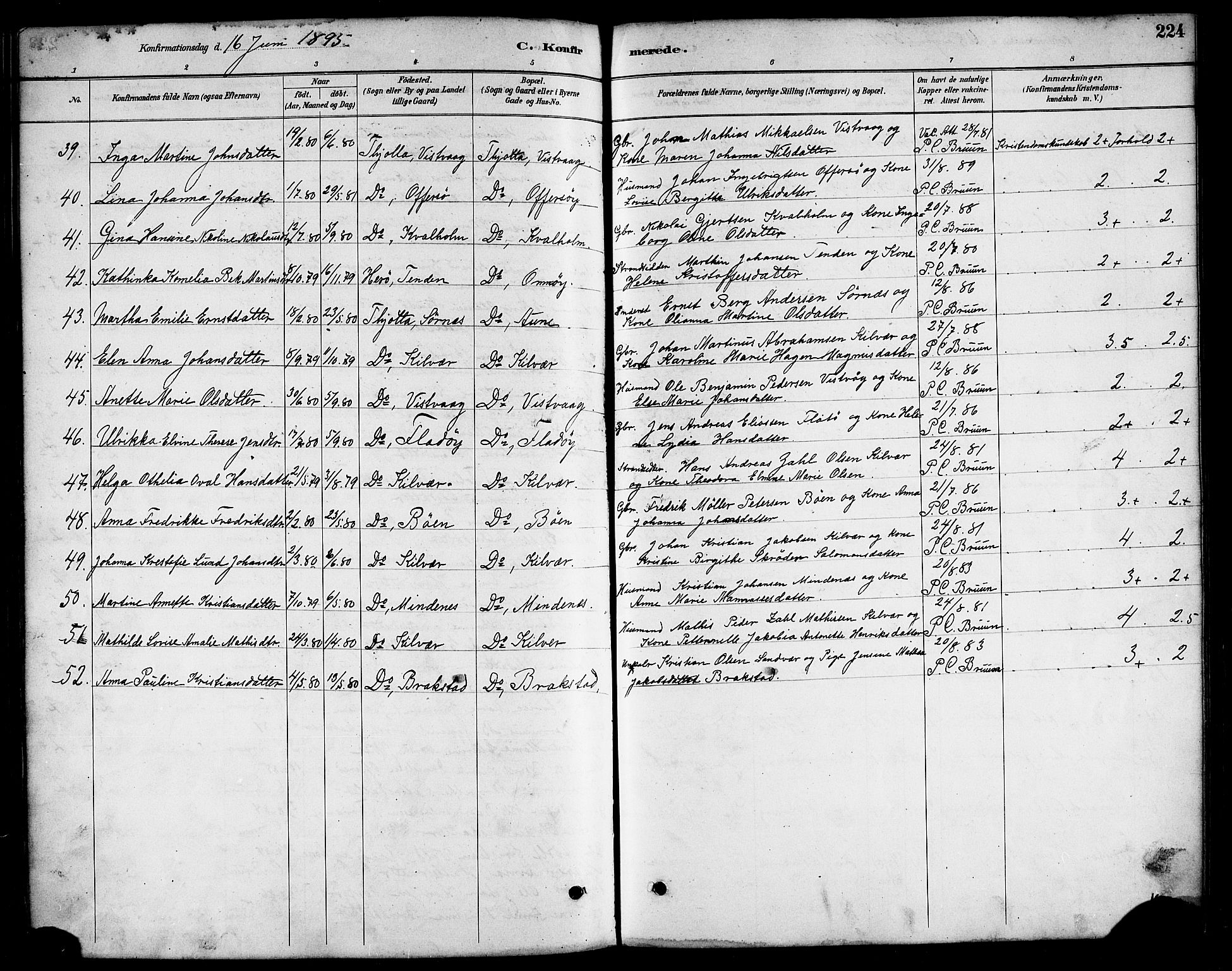 Ministerialprotokoller, klokkerbøker og fødselsregistre - Nordland, AV/SAT-A-1459/817/L0268: Klokkerbok nr. 817C03, 1884-1920, s. 224