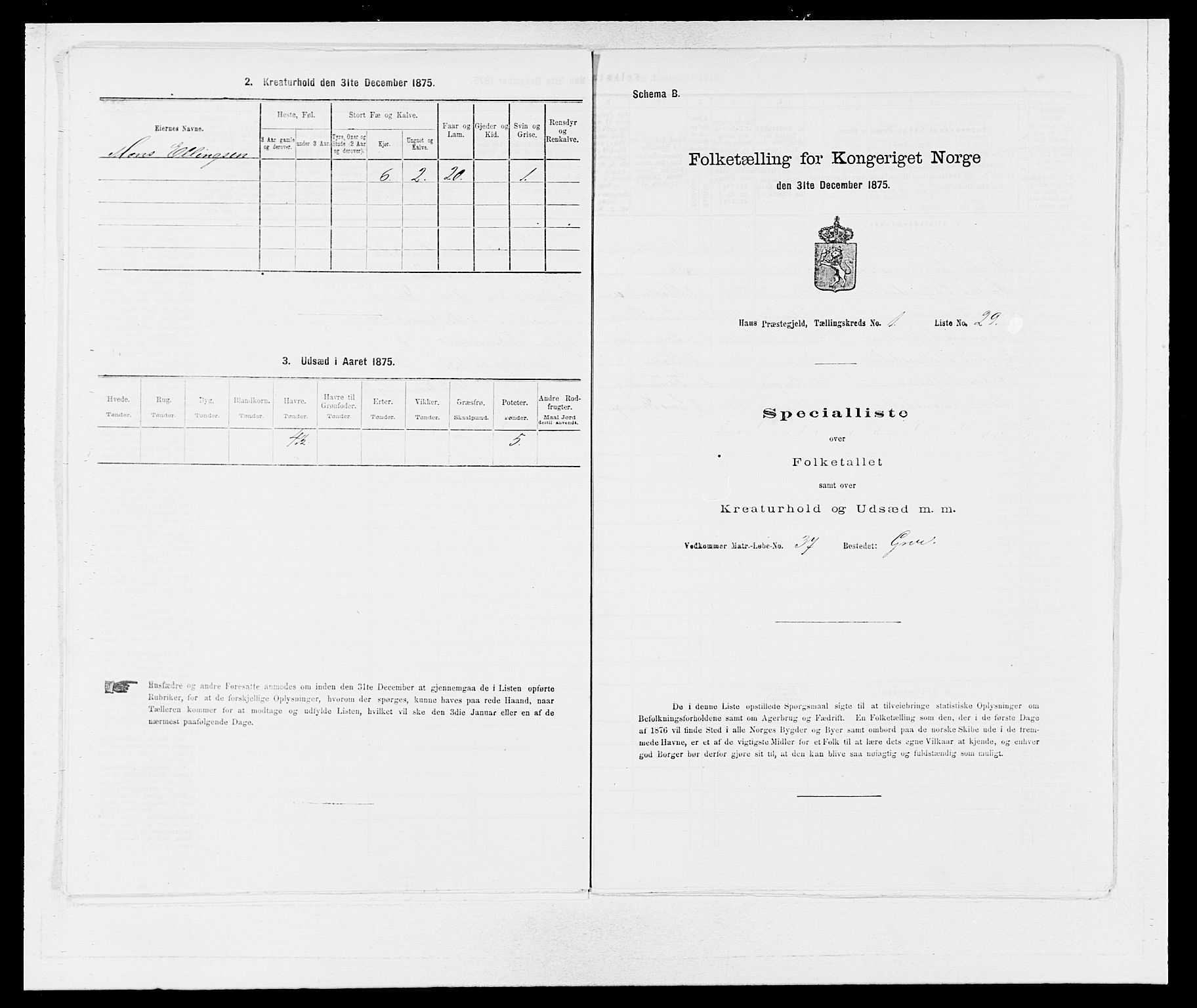 SAB, Folketelling 1875 for 1250P Haus prestegjeld, 1875, s. 84