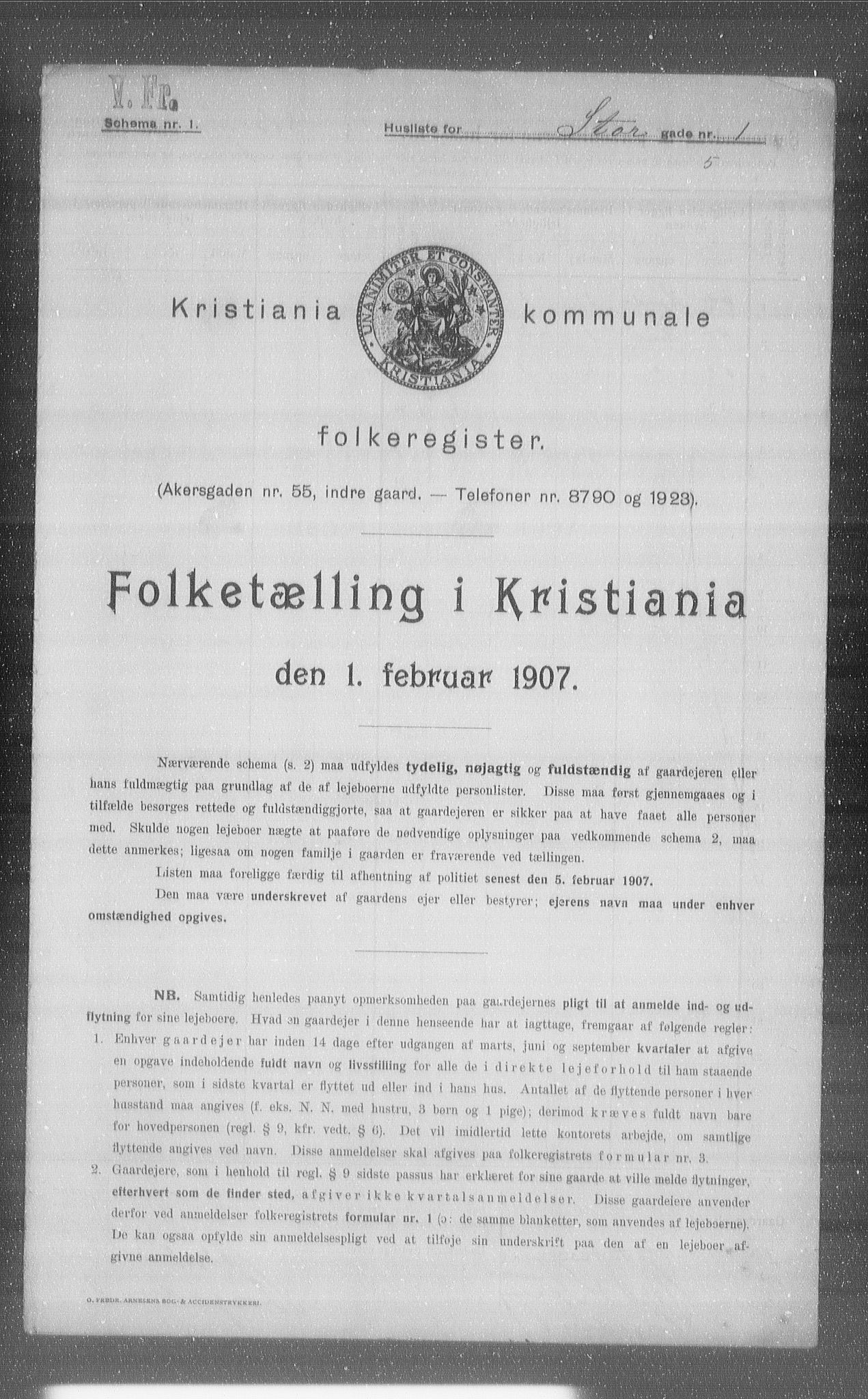 OBA, Kommunal folketelling 1.2.1907 for Kristiania kjøpstad, 1907, s. 52358