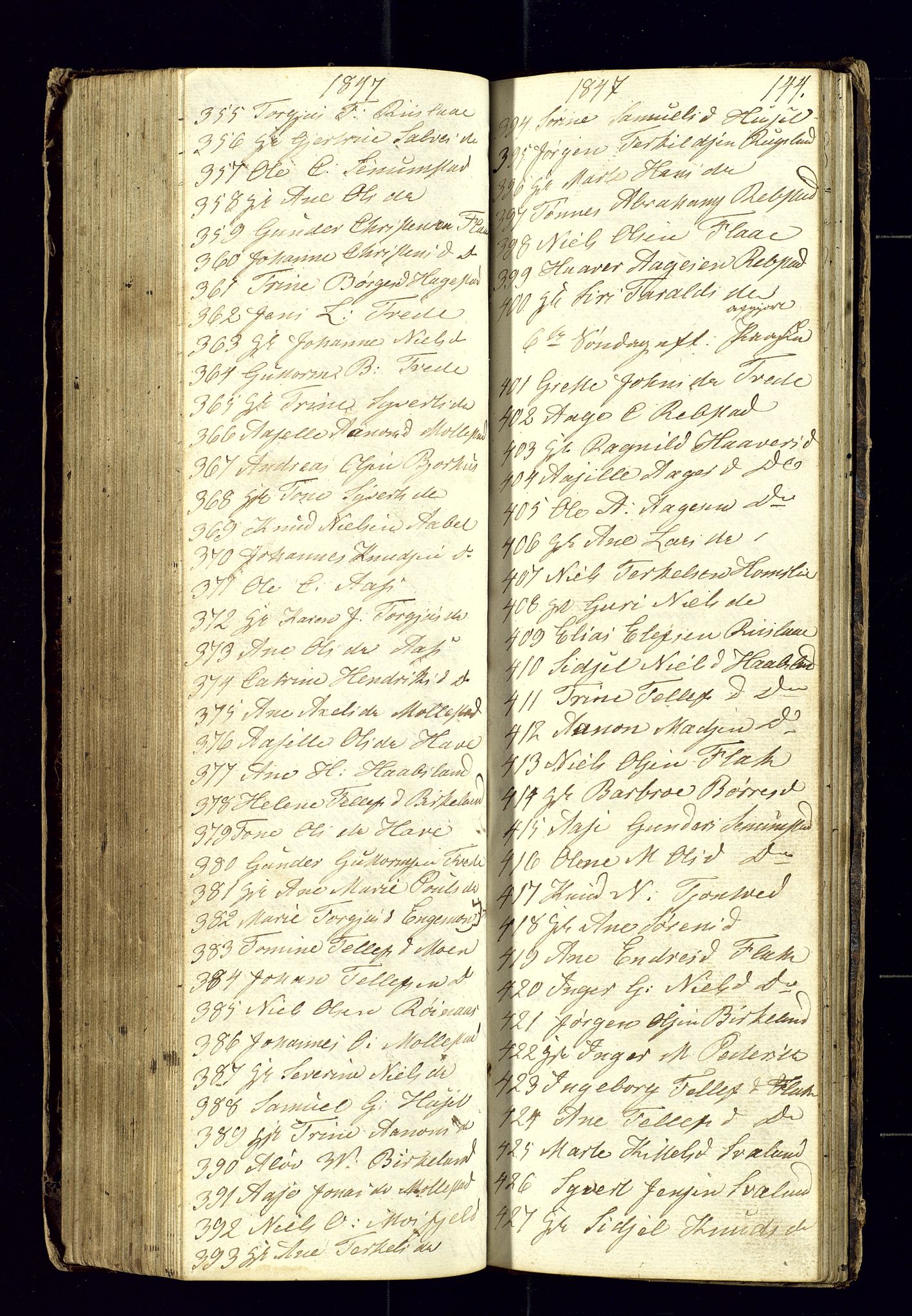 Birkenes sokneprestkontor, AV/SAK-1111-0004/F/Fc/L0002: Kommunikantprotokoll nr. C-2, 1839-1849, s. 144