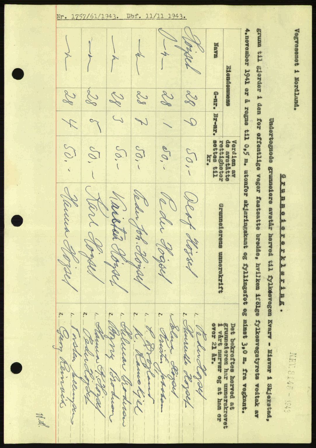 Salten sorenskriveri, SAT/A-4578/1/2/2C: Pantebok nr. A14-15, 1943-1945, Dagboknr: 1757/1943