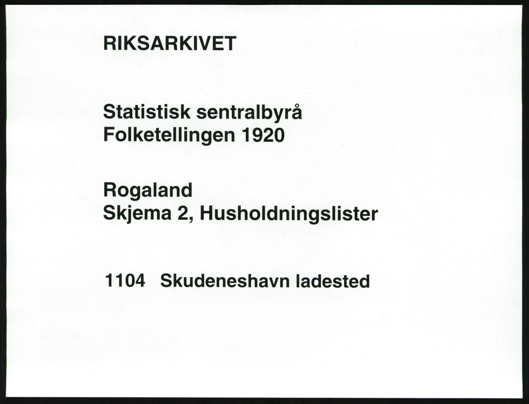 SAST, Folketelling 1920 for 1104 Skudeneshavn ladested, 1920, s. 497