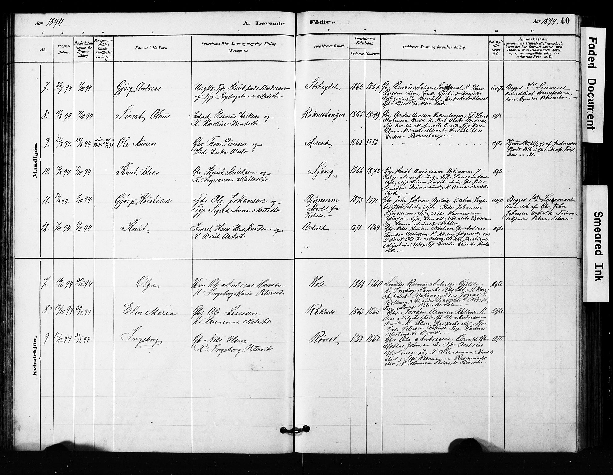 Ministerialprotokoller, klokkerbøker og fødselsregistre - Møre og Romsdal, AV/SAT-A-1454/563/L0737: Klokkerbok nr. 563C01, 1878-1916, s. 40