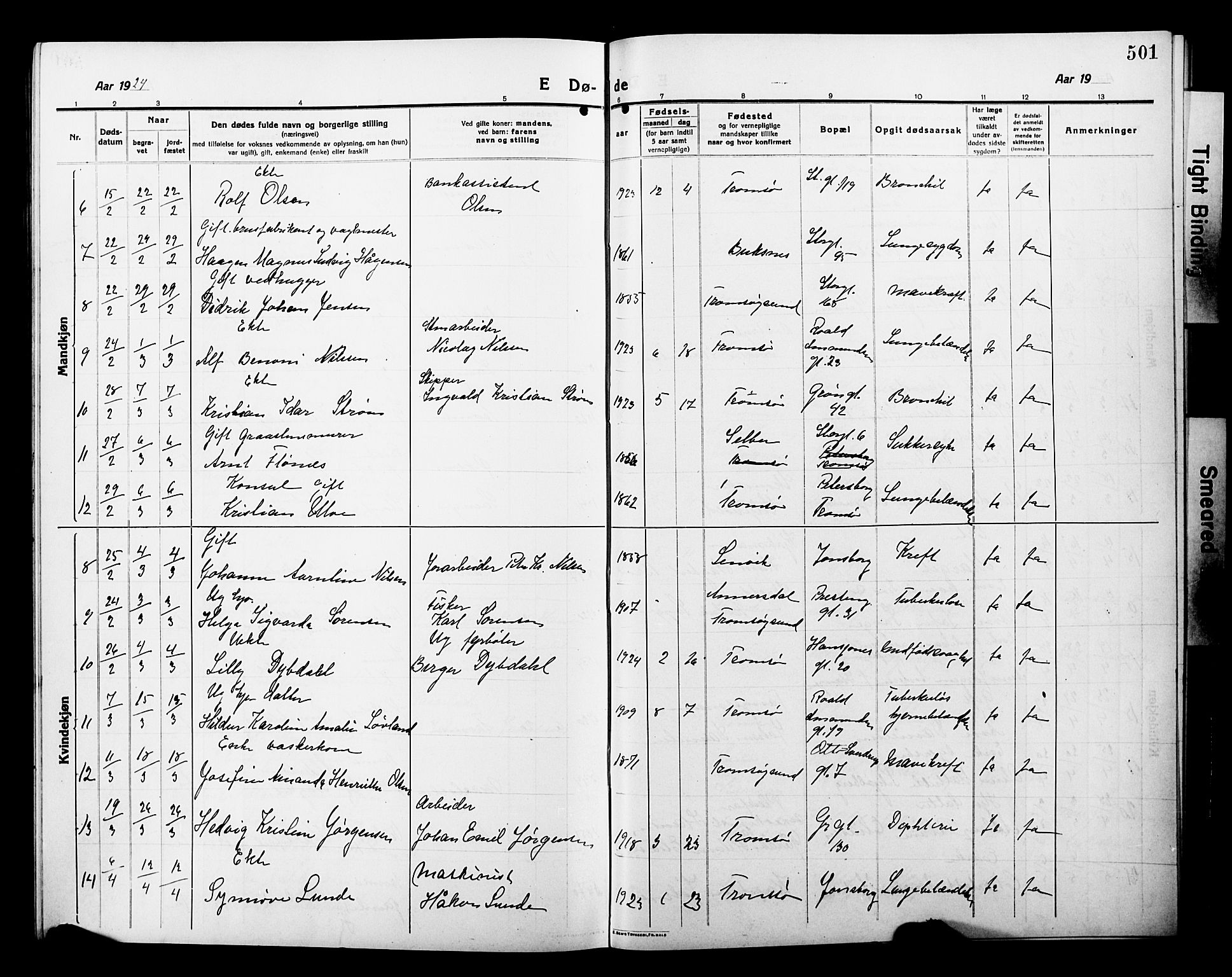 Tromsø sokneprestkontor/stiftsprosti/domprosti, AV/SATØ-S-1343/G/Gb/L0009klokker: Klokkerbok nr. 9, 1915-1925, s. 501