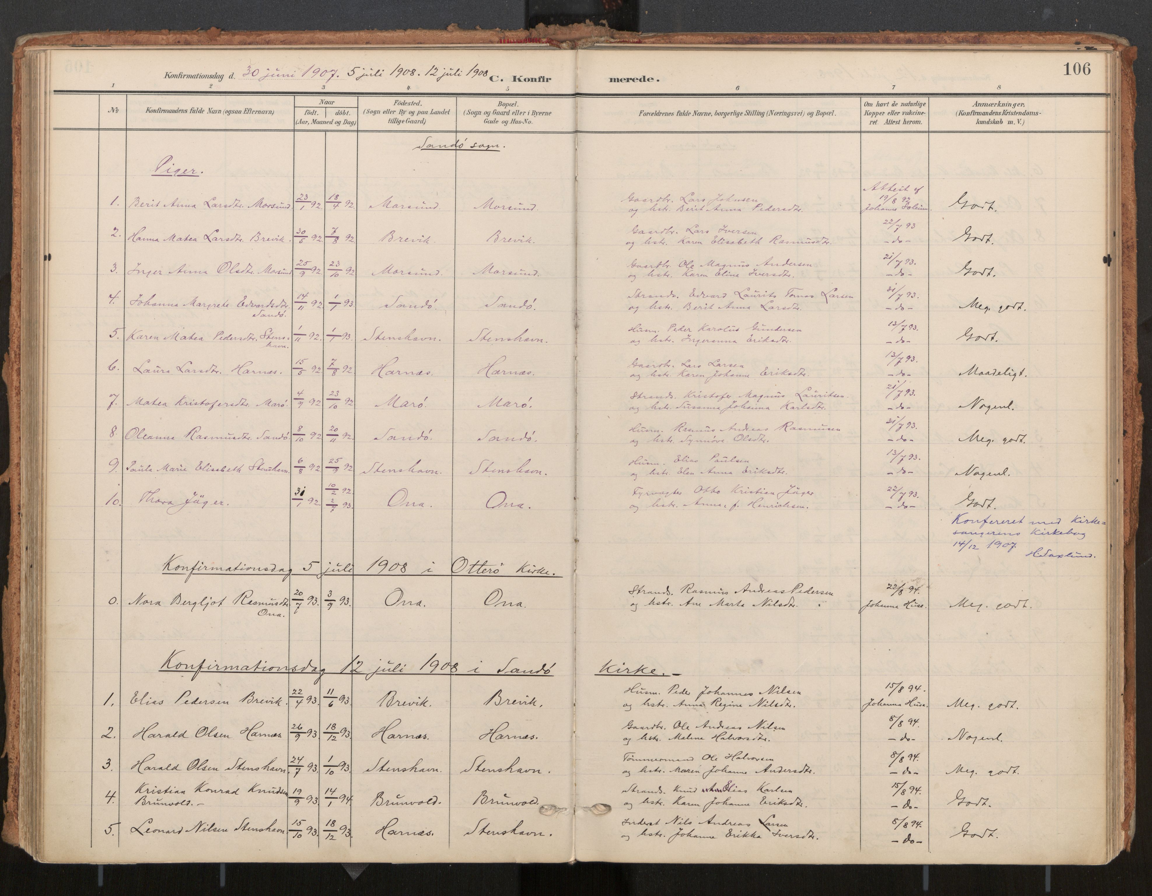 Ministerialprotokoller, klokkerbøker og fødselsregistre - Møre og Romsdal, AV/SAT-A-1454/561/L0730: Ministerialbok nr. 561A04, 1901-1929, s. 106