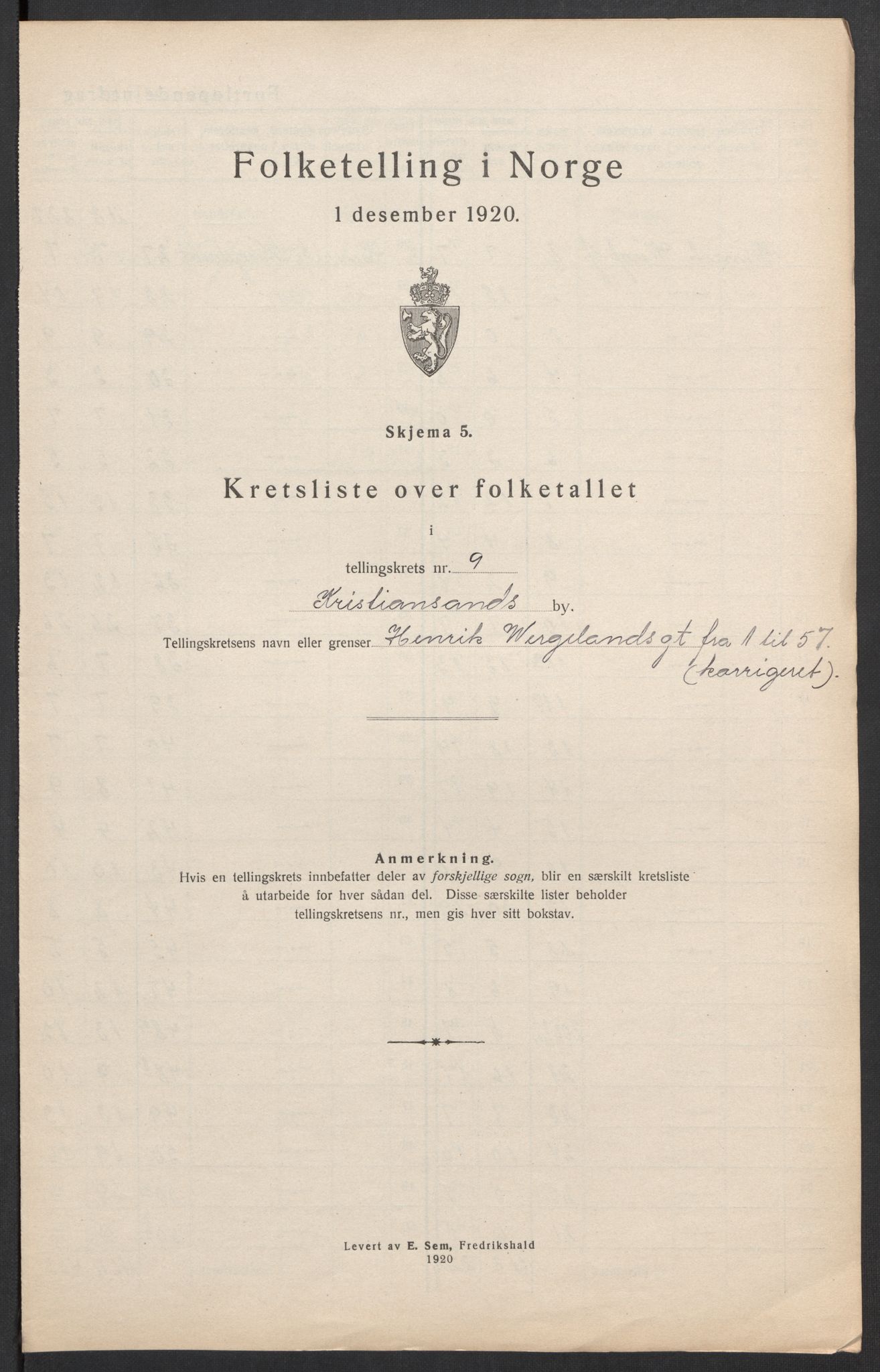 SAK, Folketelling 1920 for 1001 Kristiansand kjøpstad, 1920, s. 113