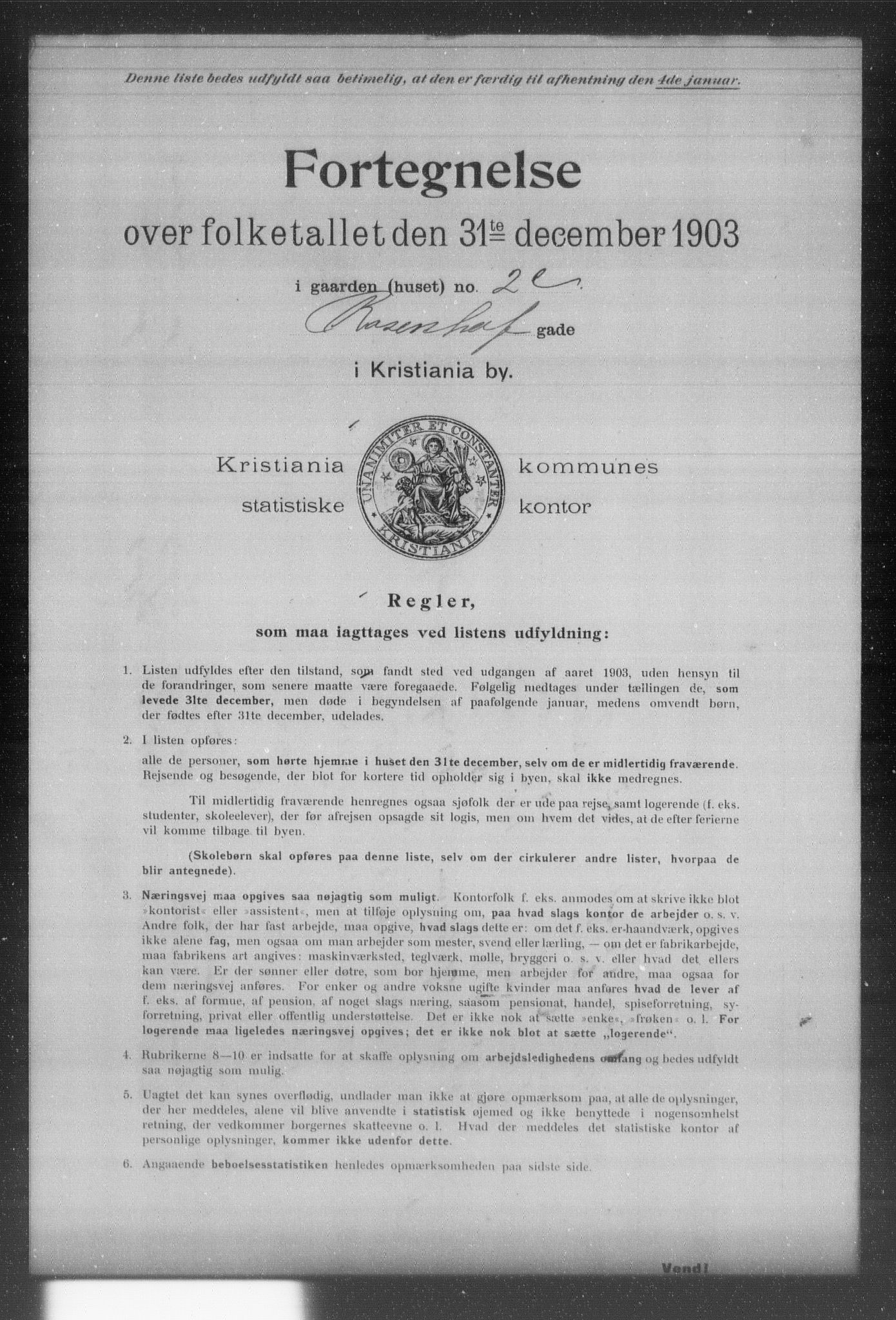 OBA, Kommunal folketelling 31.12.1903 for Kristiania kjøpstad, 1903, s. 16456