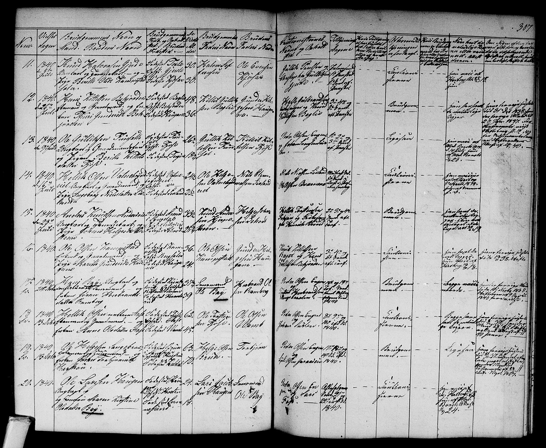 Flesberg kirkebøker, AV/SAKO-A-18/G/Ga/L0002: Klokkerbok nr. I 2, 1834-1860, s. 307