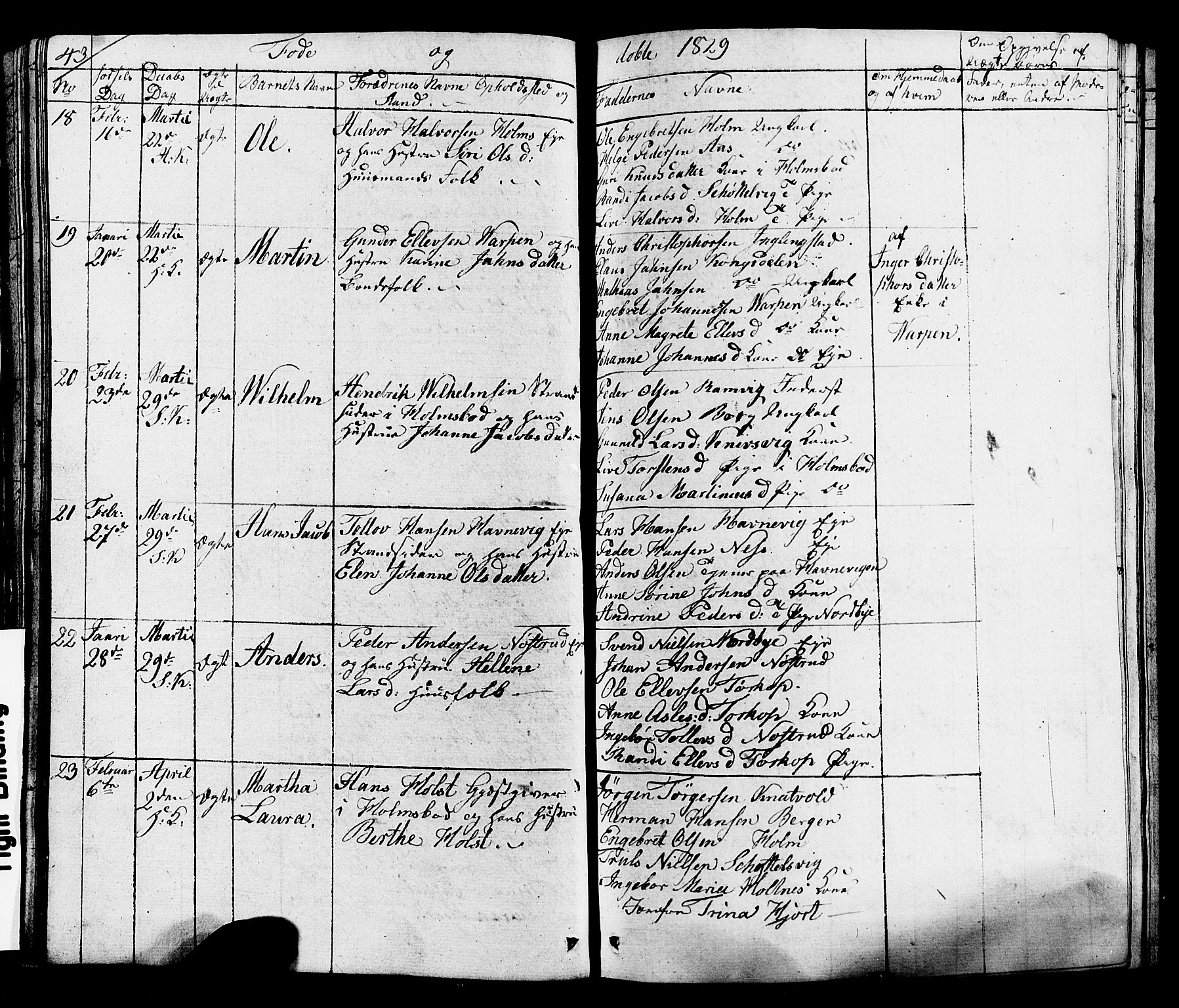 Hurum kirkebøker, AV/SAKO-A-229/G/Ga/L0002: Klokkerbok nr. I 2, 1827-1857, s. 43