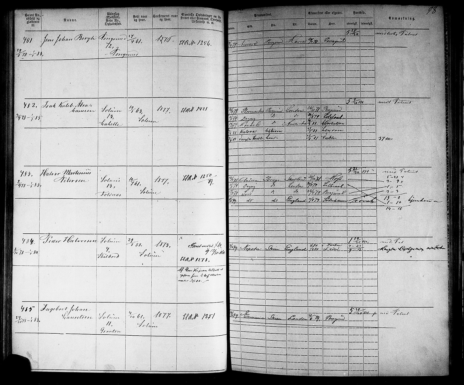 Porsgrunn innrulleringskontor, AV/SAKO-A-829/F/Fb/L0002: Annotasjonsrulle, 1868-1901, s. 99