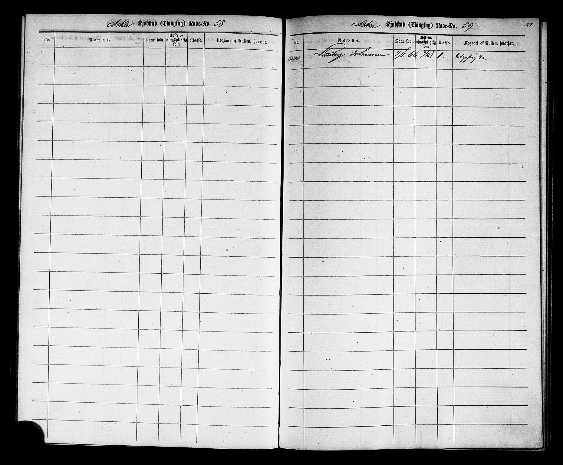 Oslo mønstringskontor, SAO/A-10569g/F/Fc/Fcc/L0001: Utskrivningsregisterrulle, 1860, s. 127