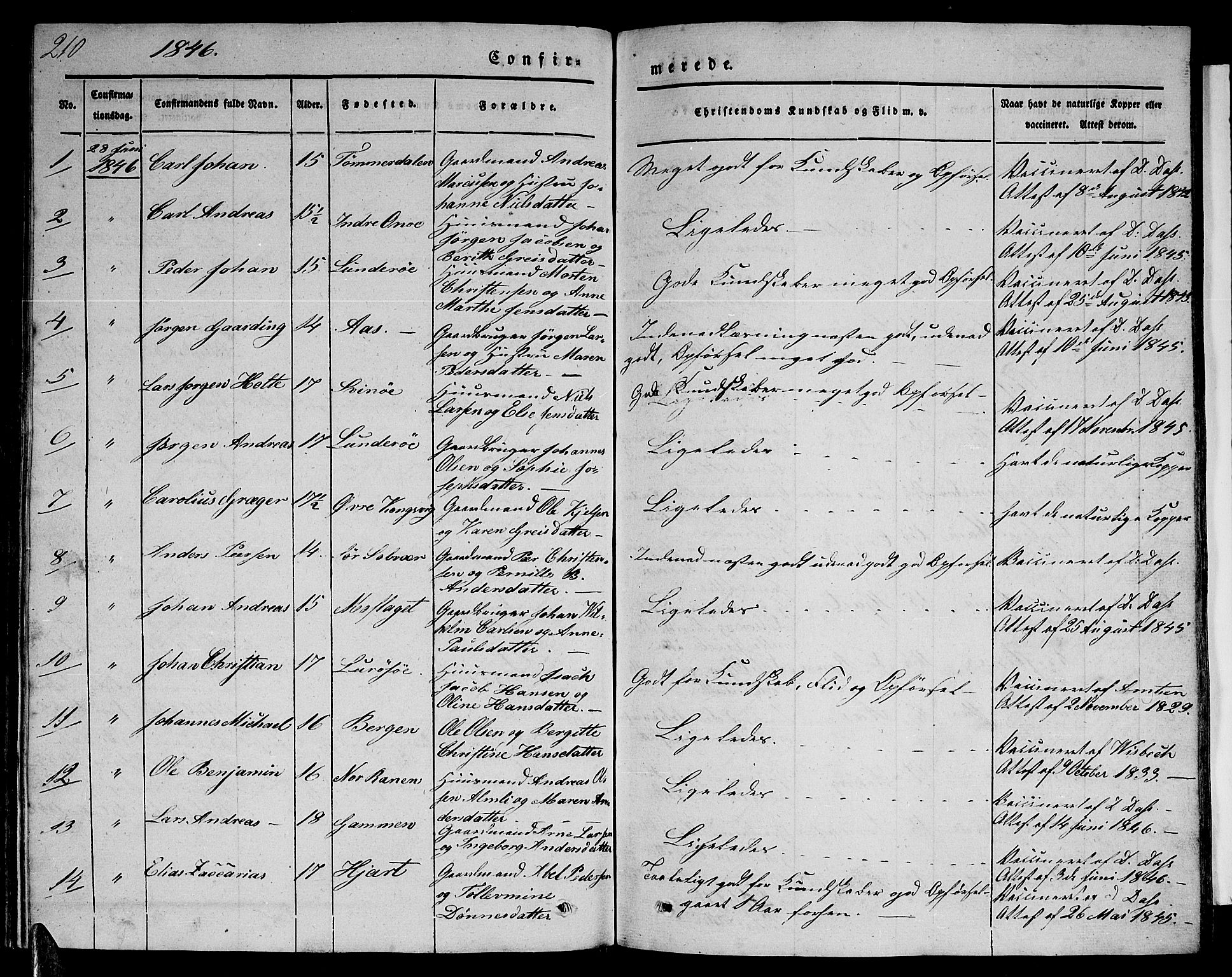 Ministerialprotokoller, klokkerbøker og fødselsregistre - Nordland, SAT/A-1459/839/L0572: Klokkerbok nr. 839C02, 1841-1873, s. 210