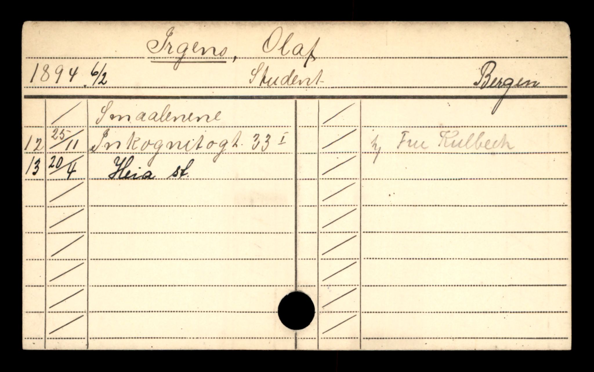 Oslo folkeregister, Registerkort, SAO/A-11715/D/Da/L0038: Menn: Irgens Olaf - Jacobsen Kervel, 1906-1919