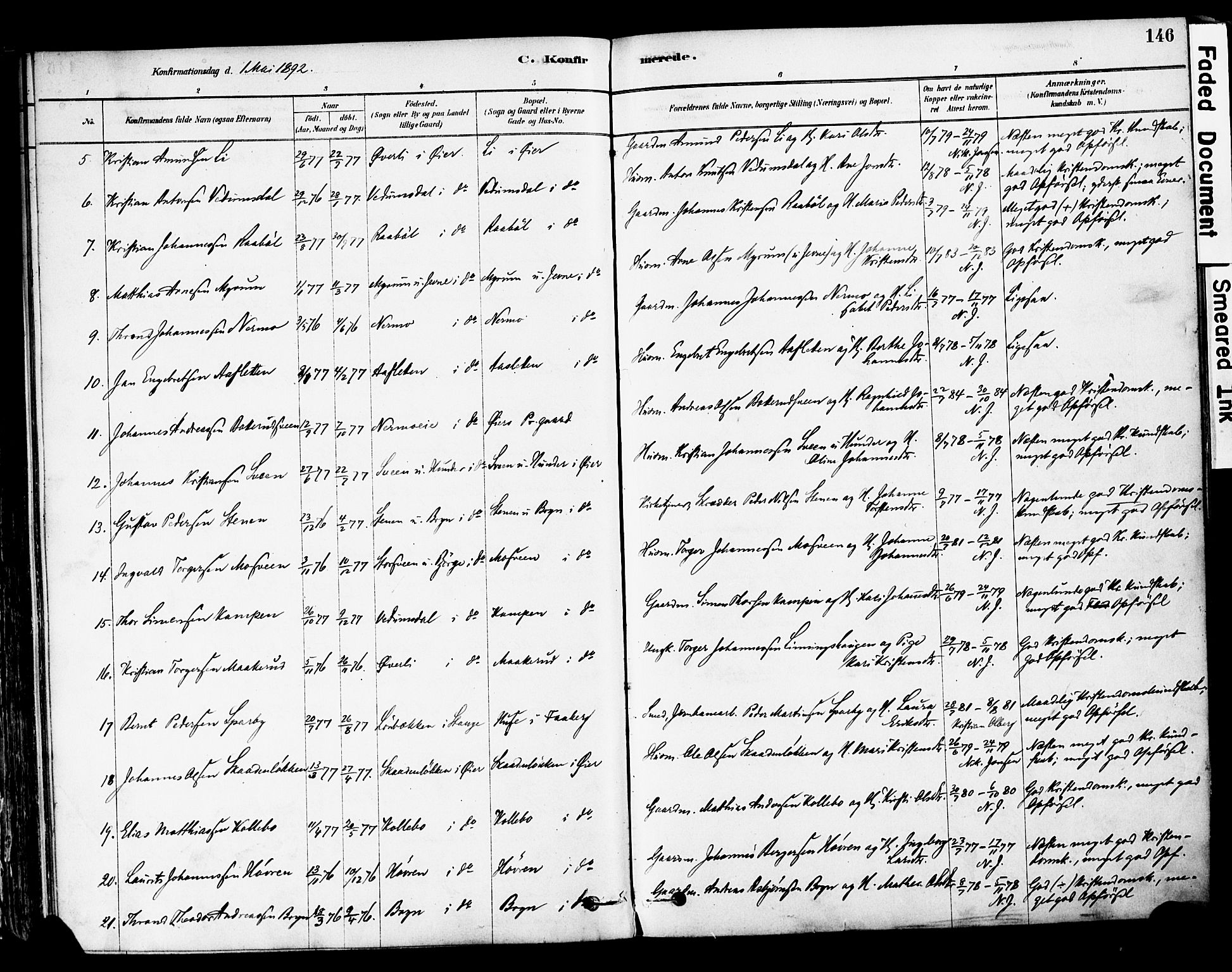 Øyer prestekontor, AV/SAH-PREST-084/H/Ha/Haa/L0008: Ministerialbok nr. 8, 1878-1897, s. 146