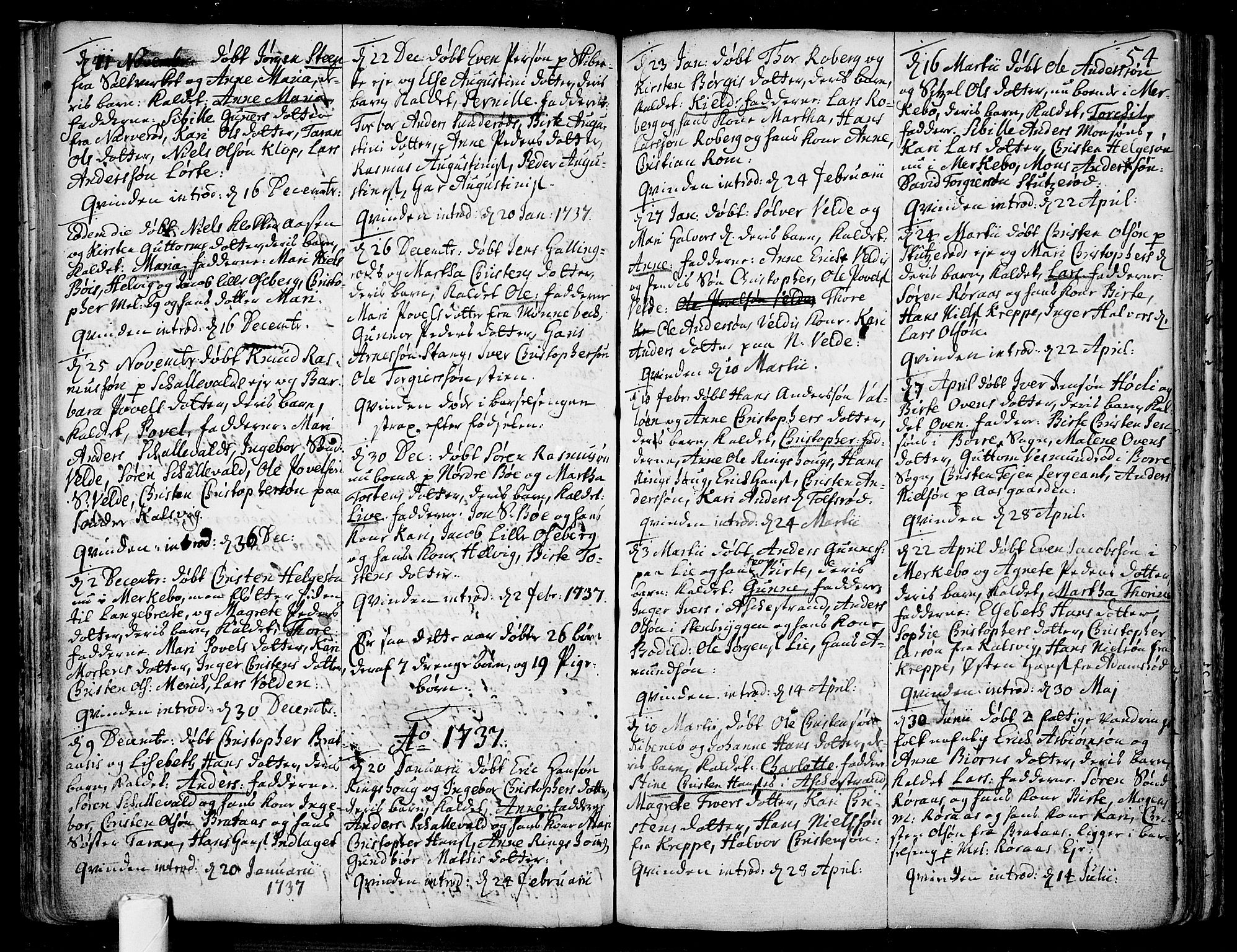 Sem kirkebøker, AV/SAKO-A-5/F/Fb/L0001: Ministerialbok nr. II 1, 1702-1764, s. 54