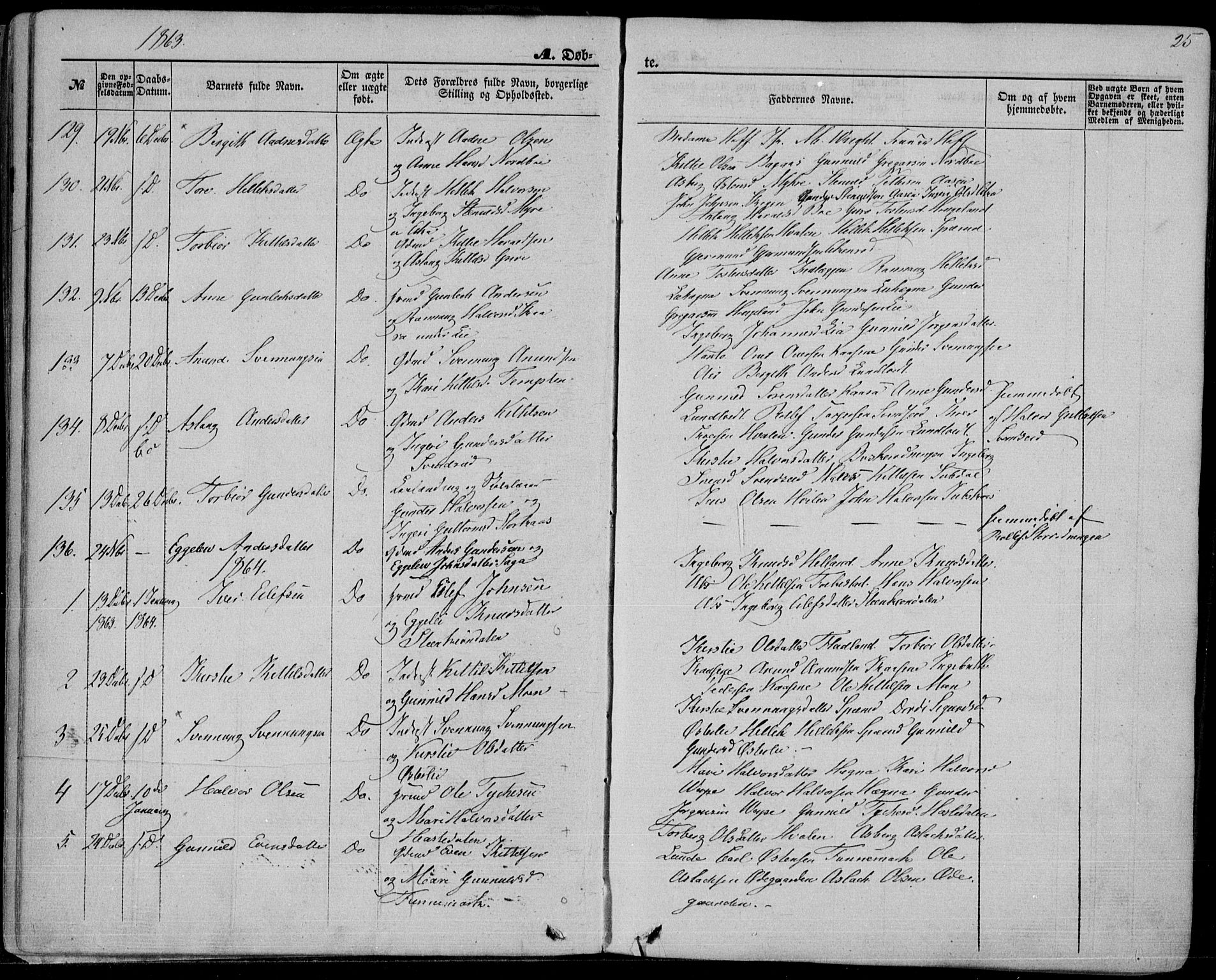 Bø kirkebøker, AV/SAKO-A-257/F/Fa/L0009: Ministerialbok nr. 9, 1862-1879, s. 25