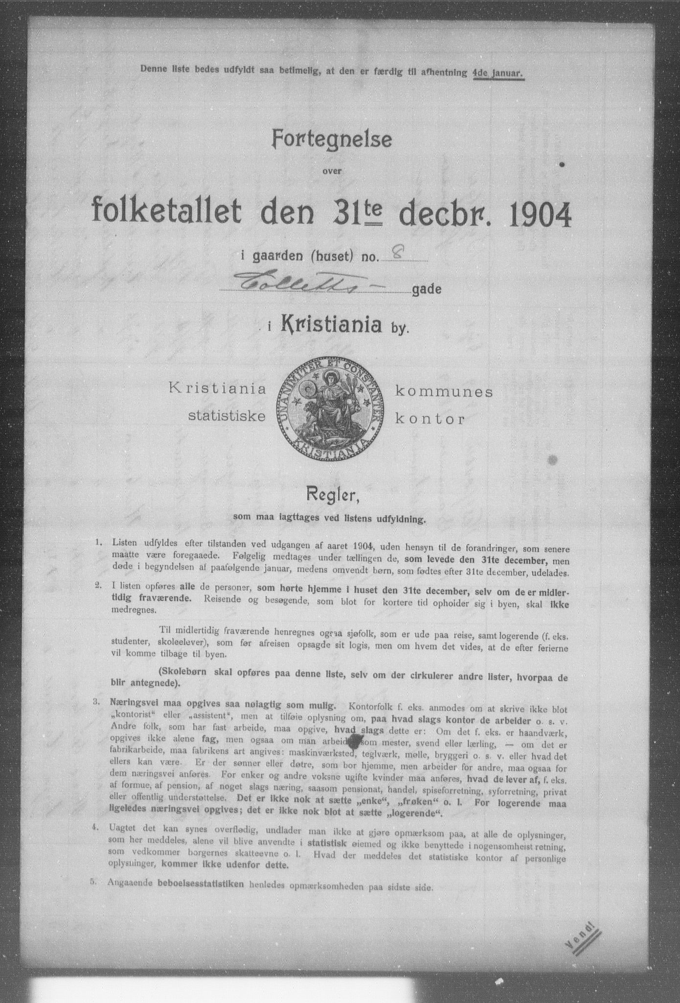 OBA, Kommunal folketelling 31.12.1904 for Kristiania kjøpstad, 1904, s. 2668