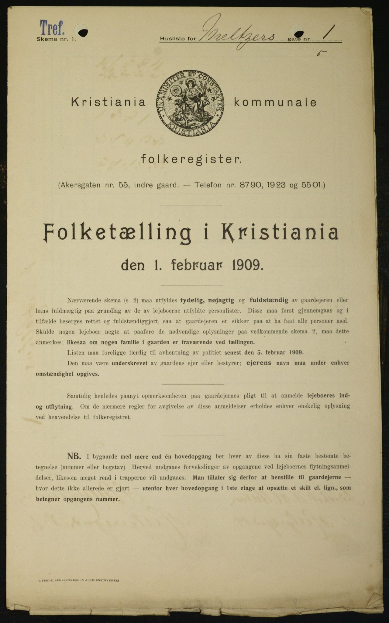 OBA, Kommunal folketelling 1.2.1909 for Kristiania kjøpstad, 1909, s. 59062