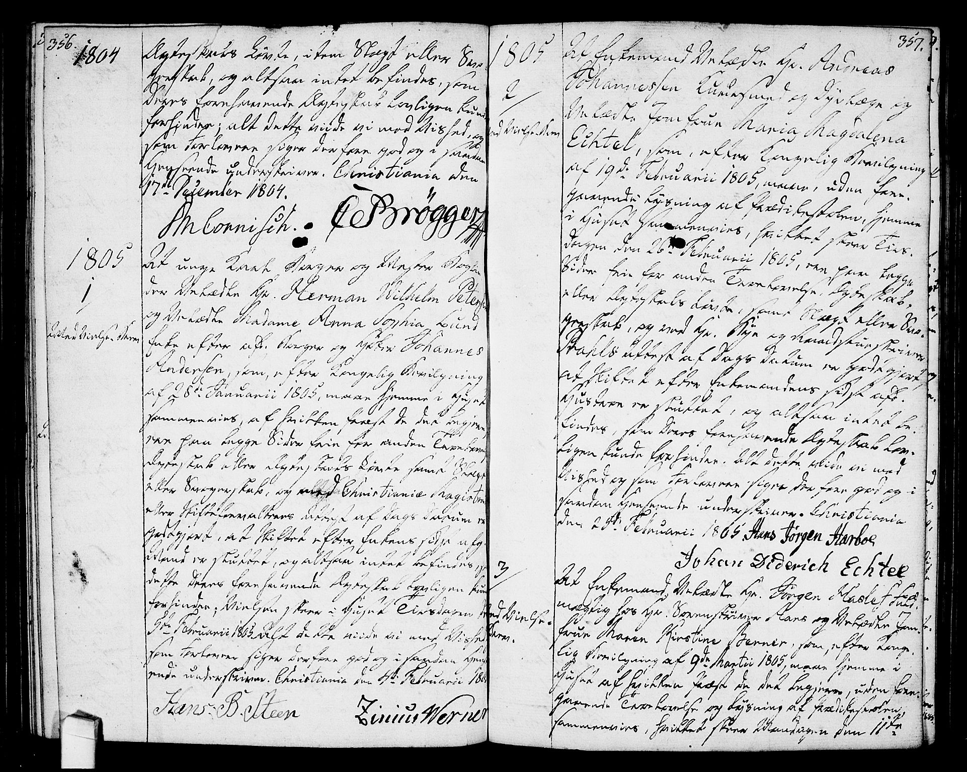 Oslo domkirke Kirkebøker, SAO/A-10752/L/La/L0010: Forlovererklæringer nr. 10, 1789-1807, s. 356-357