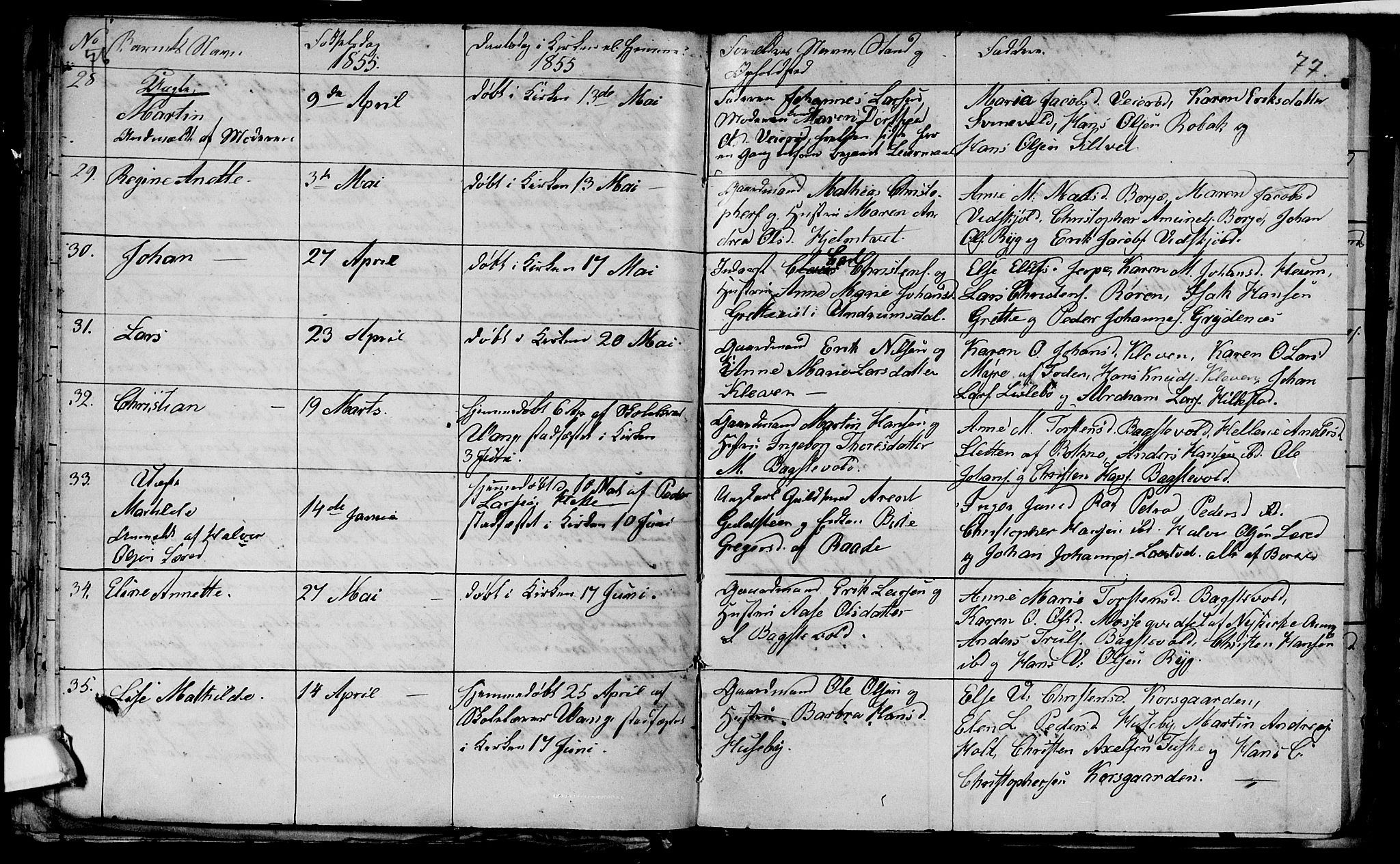 Våle kirkebøker, AV/SAKO-A-334/G/Ga/L0002: Klokkerbok nr. I 2, 1851-1863, s. 76-77