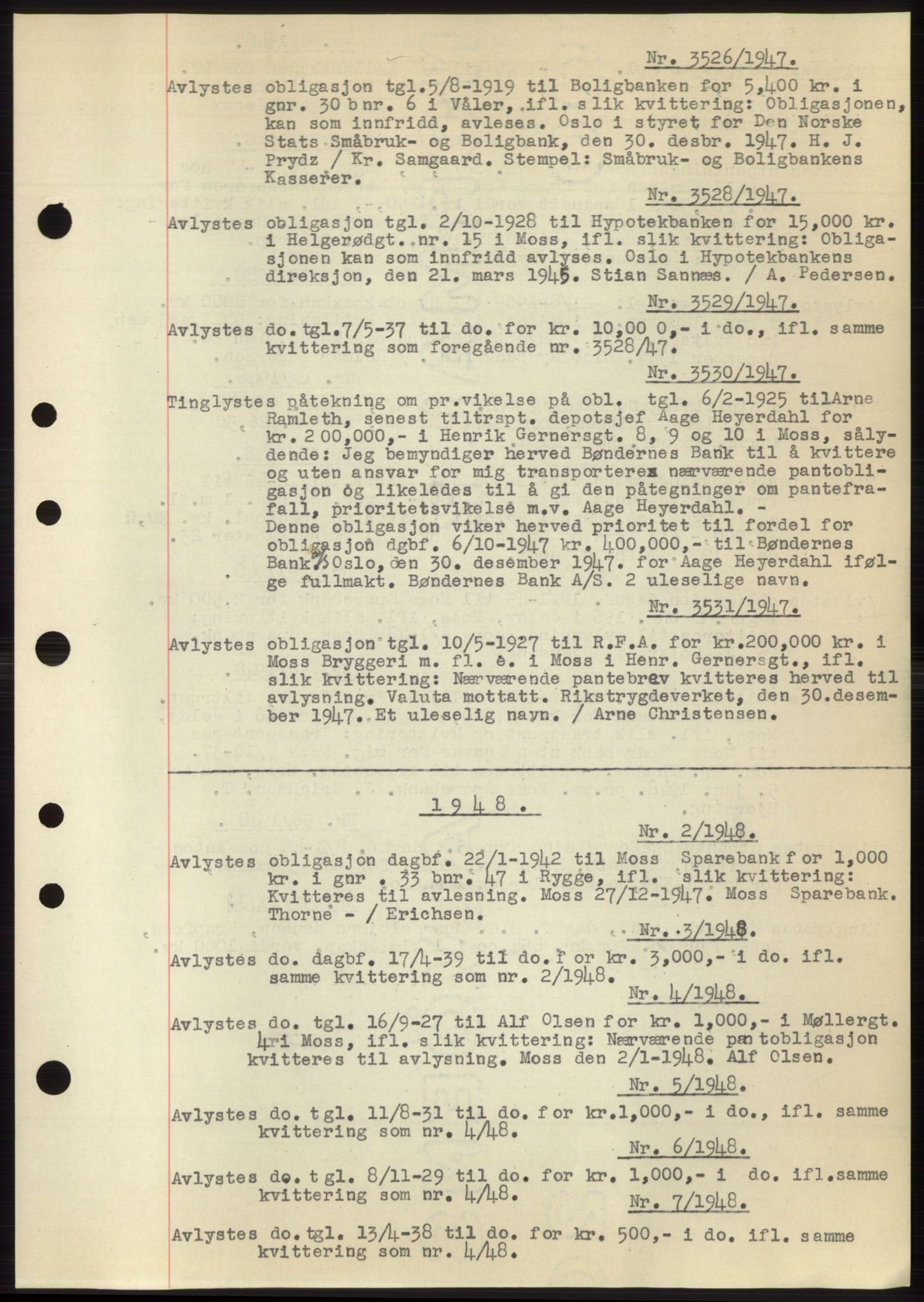 Moss sorenskriveri, SAO/A-10168: Pantebok nr. C10, 1938-1950, Dagboknr: 3526/1947