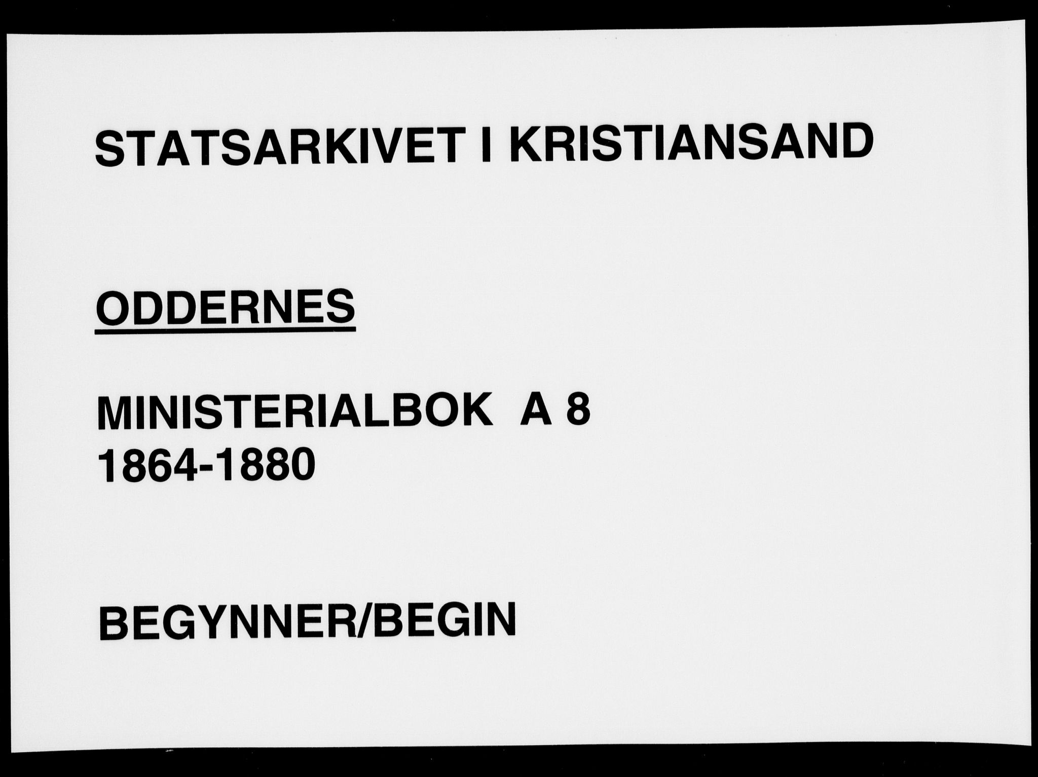 Oddernes sokneprestkontor, SAK/1111-0033/F/Fa/Faa/L0008: Ministerialbok nr. A 8, 1864-1880
