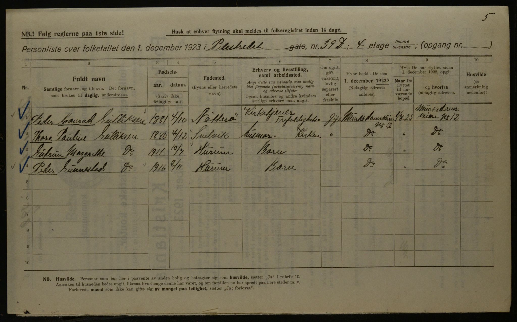 OBA, Kommunal folketelling 1.12.1923 for Kristiania, 1923, s. 87406