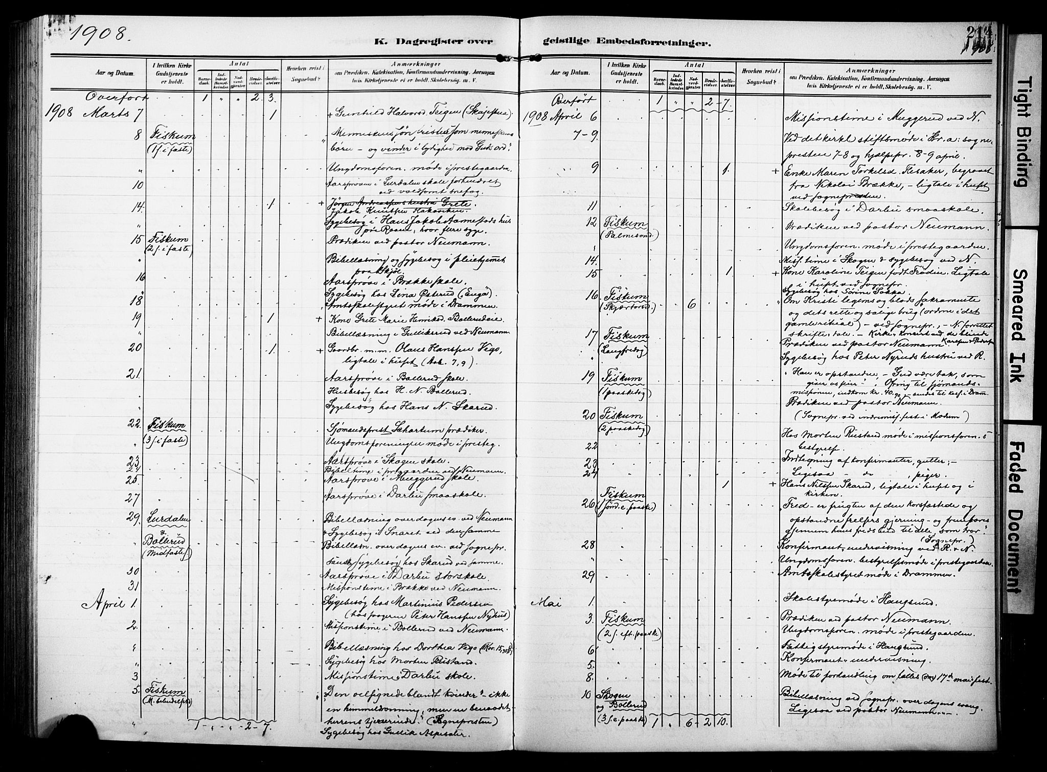 Fiskum kirkebøker, AV/SAKO-A-15/F/Fa/L0004: Ministerialbok nr. 4, 1906-1924, s. 214