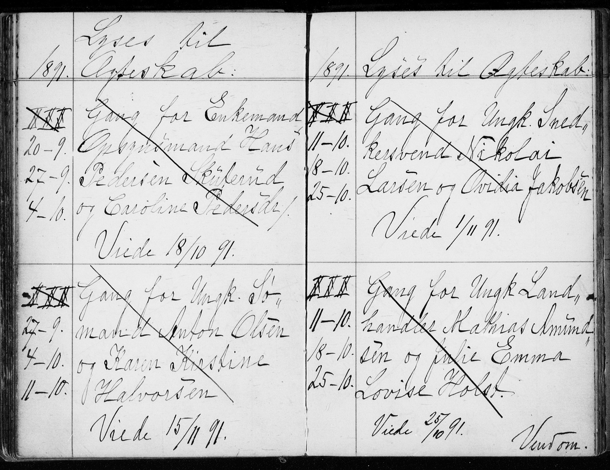 Strømsø kirkebøker, AV/SAKO-A-246/H/Ha/L0007: Lysningsprotokoll nr. 7, 1884-1896