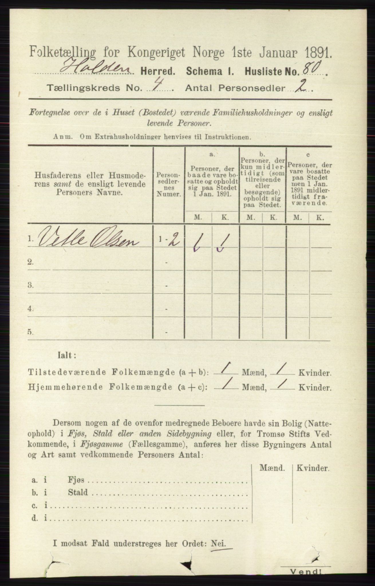 RA, Folketelling 1891 for 0819 Holla herred, 1891, s. 2254