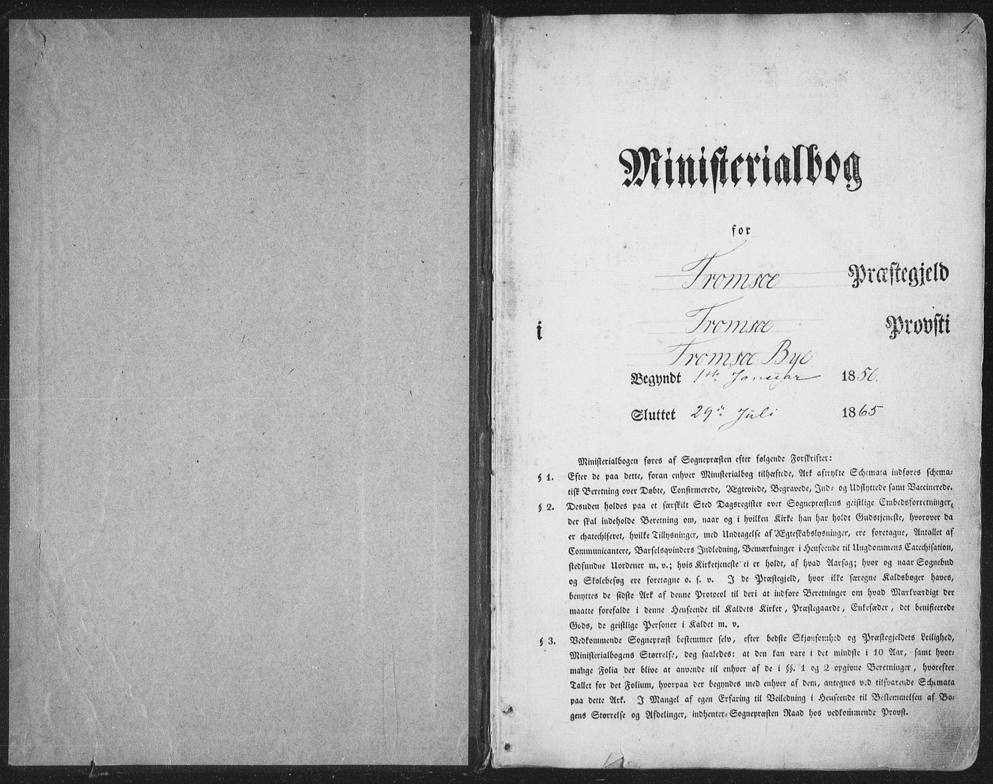Tromsø sokneprestkontor/stiftsprosti/domprosti, SATØ/S-1343/G/Ga/L0011kirke: Ministerialbok nr. 11, 1856-1865, s. 1