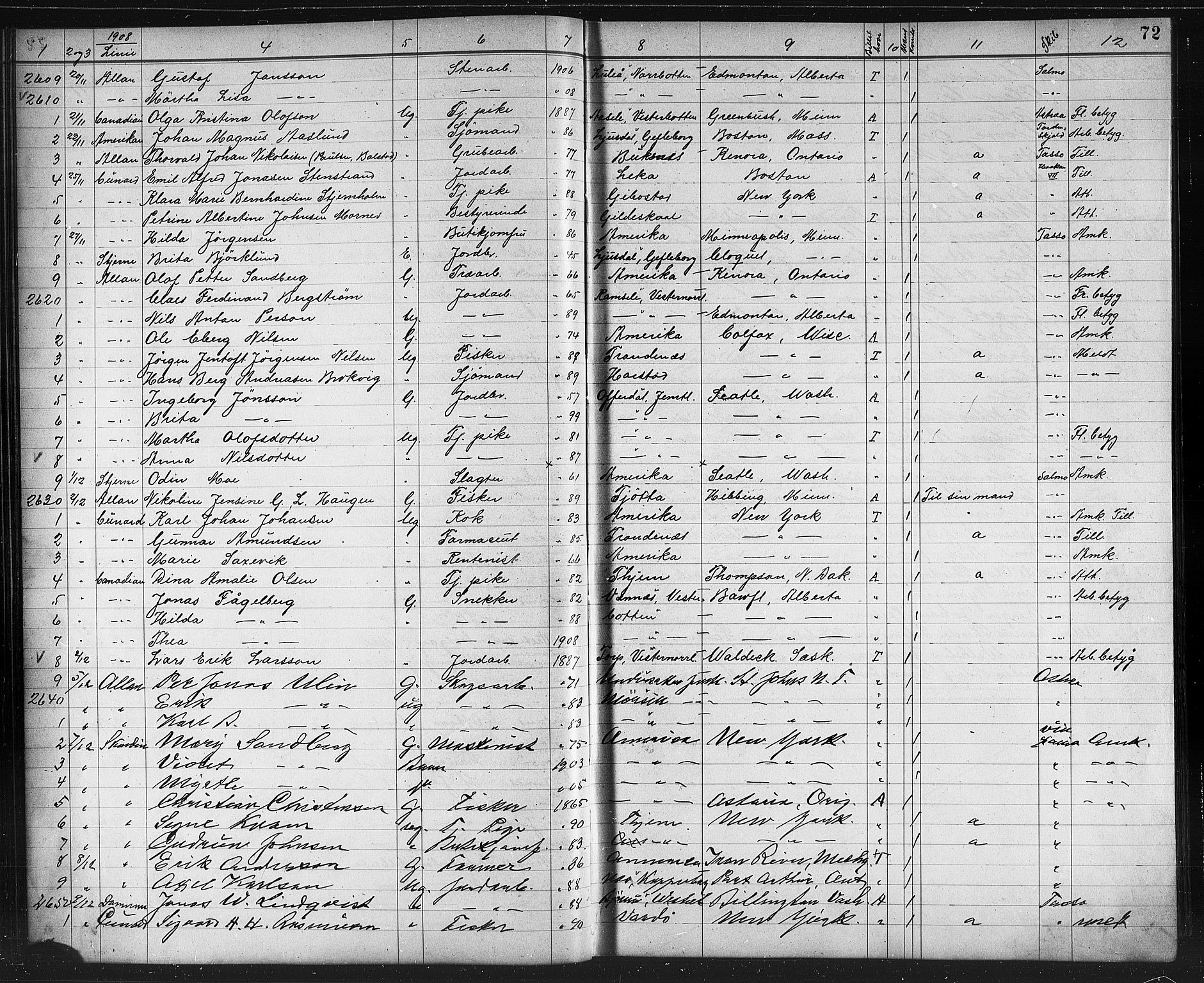 Trondheim politikammer, AV/SAT-A-1887/1/32/L0014: Emigrantprotokoll XIII, 1907-1911, s. 72