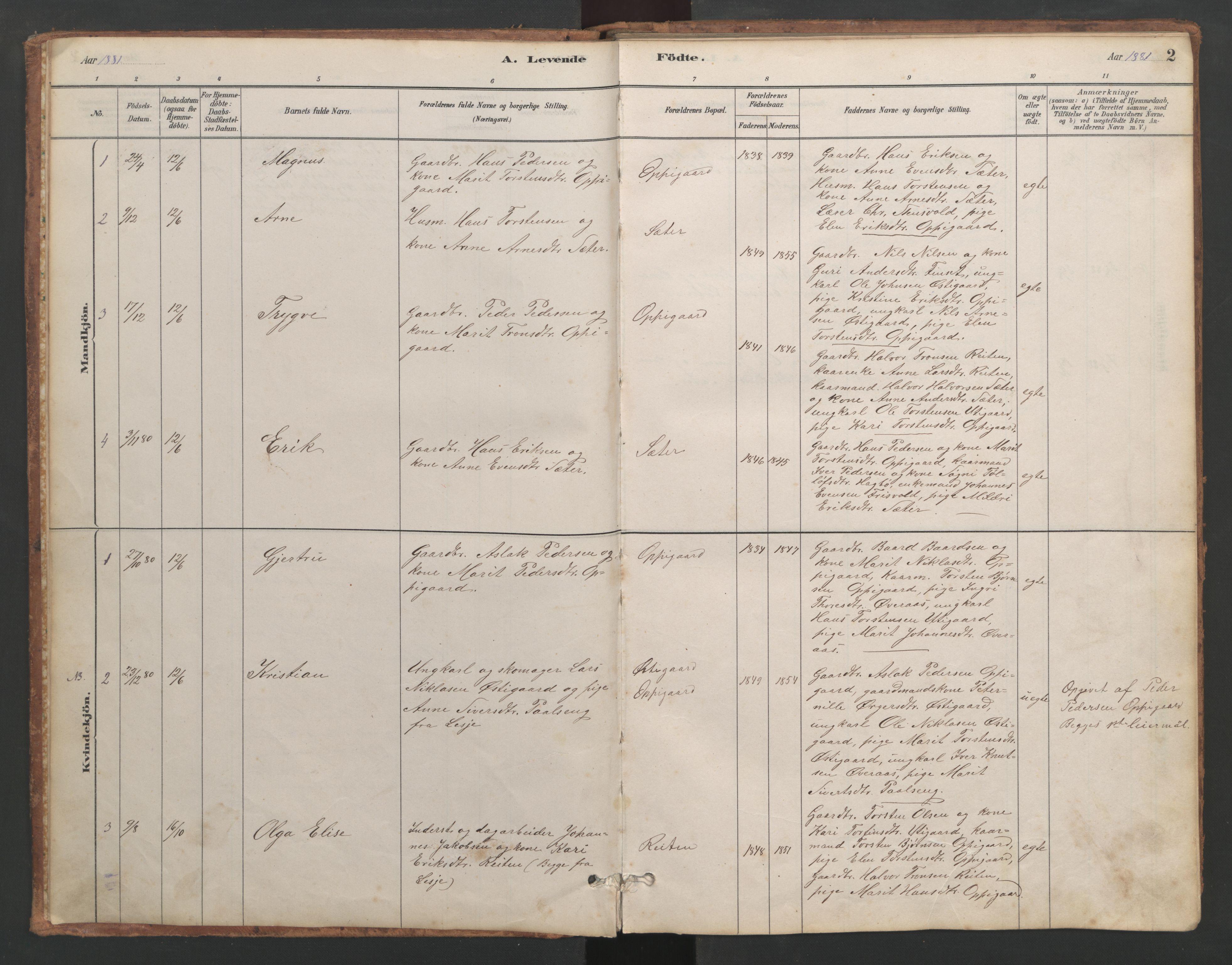 Ministerialprotokoller, klokkerbøker og fødselsregistre - Møre og Romsdal, AV/SAT-A-1454/553/L0642: Klokkerbok nr. 553C01, 1880-1968, s. 2