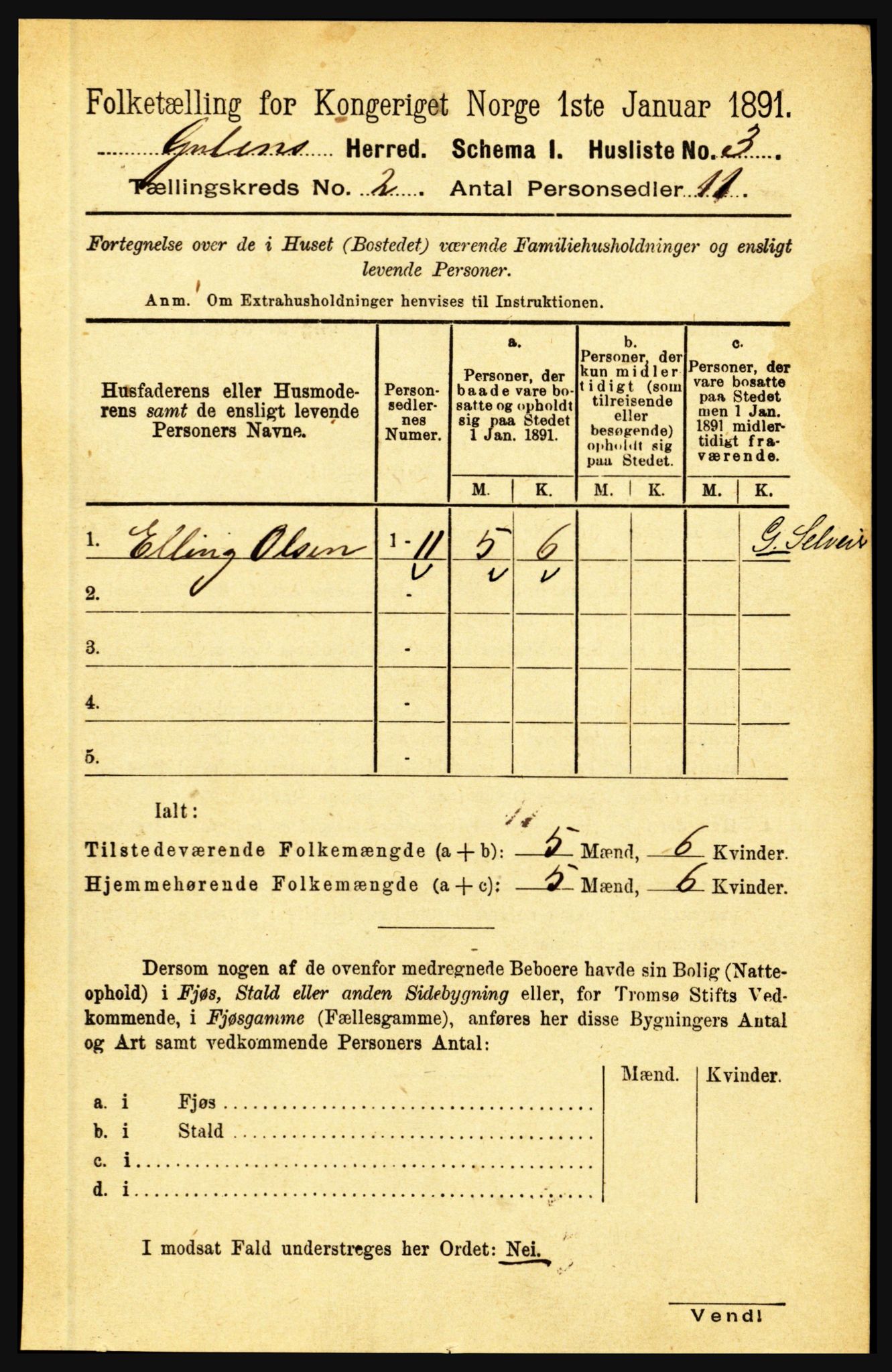 RA, Folketelling 1891 for 1411 Gulen herred, 1891, s. 439