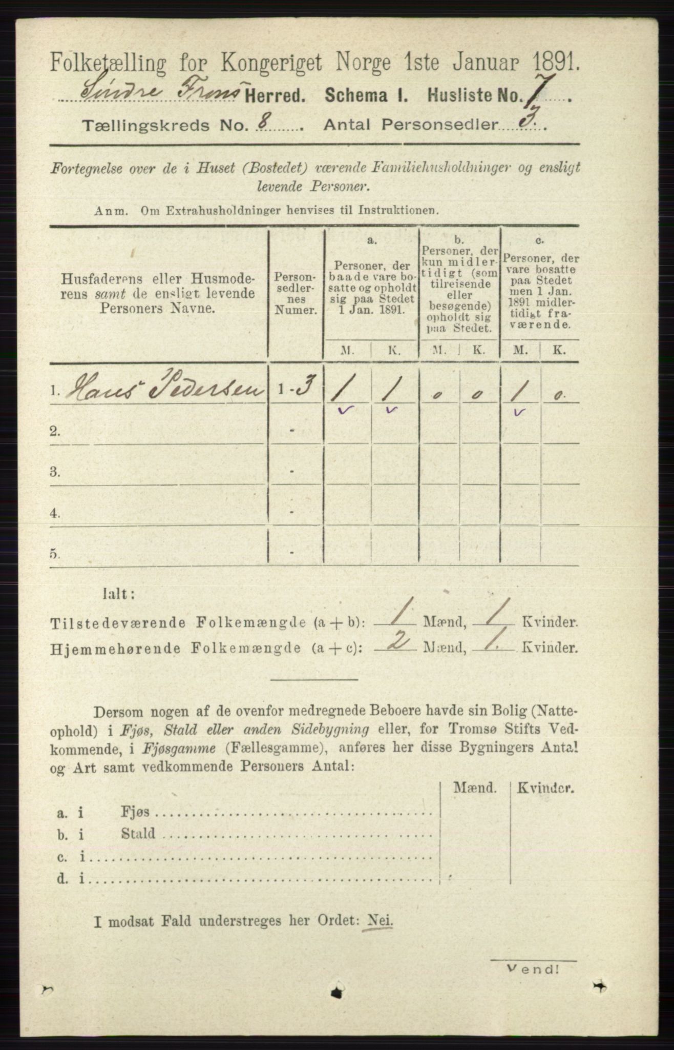 RA, Folketelling 1891 for 0519 Sør-Fron herred, 1891, s. 3714