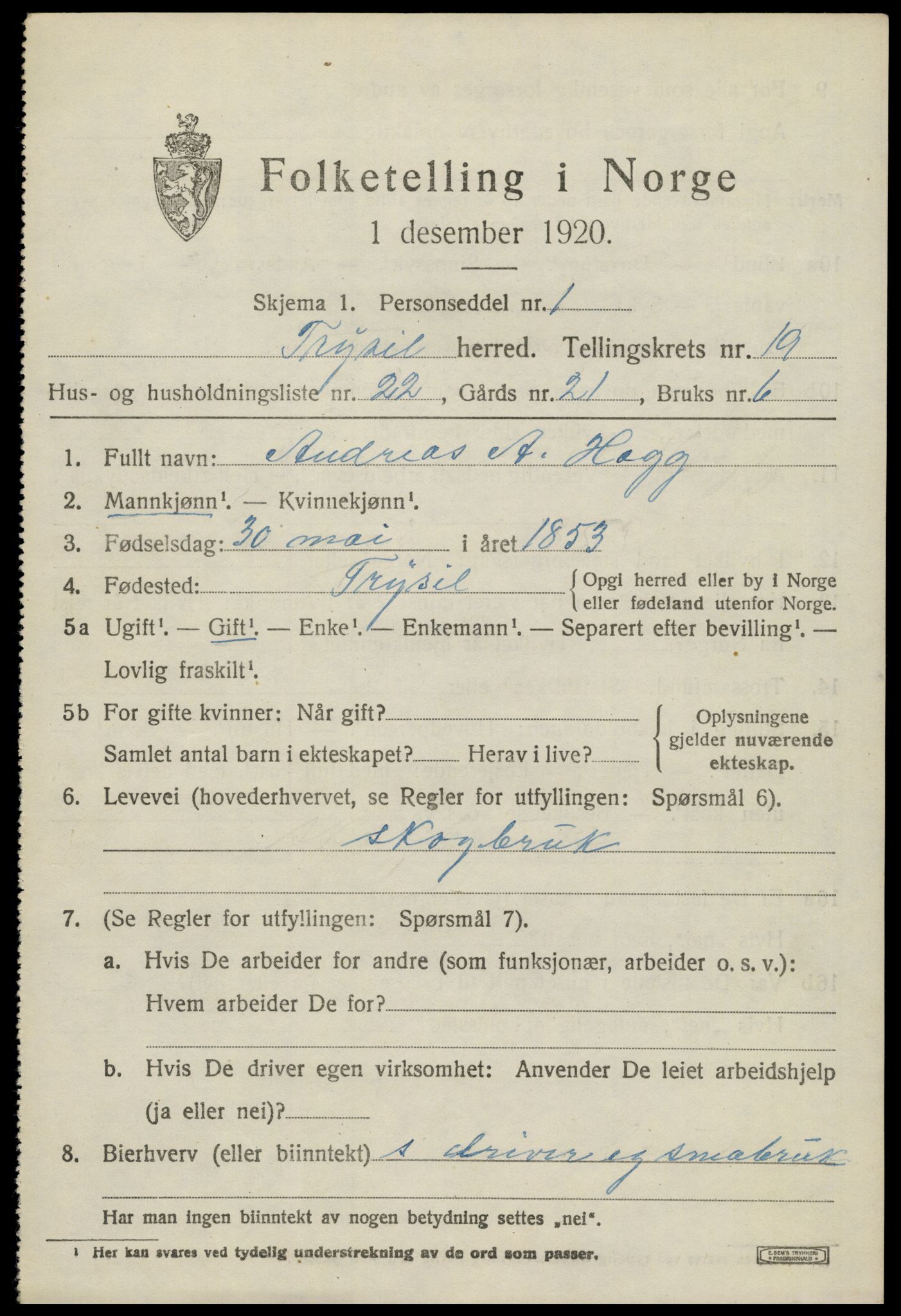 SAH, Folketelling 1920 for 0428 Trysil herred, 1920, s. 12985