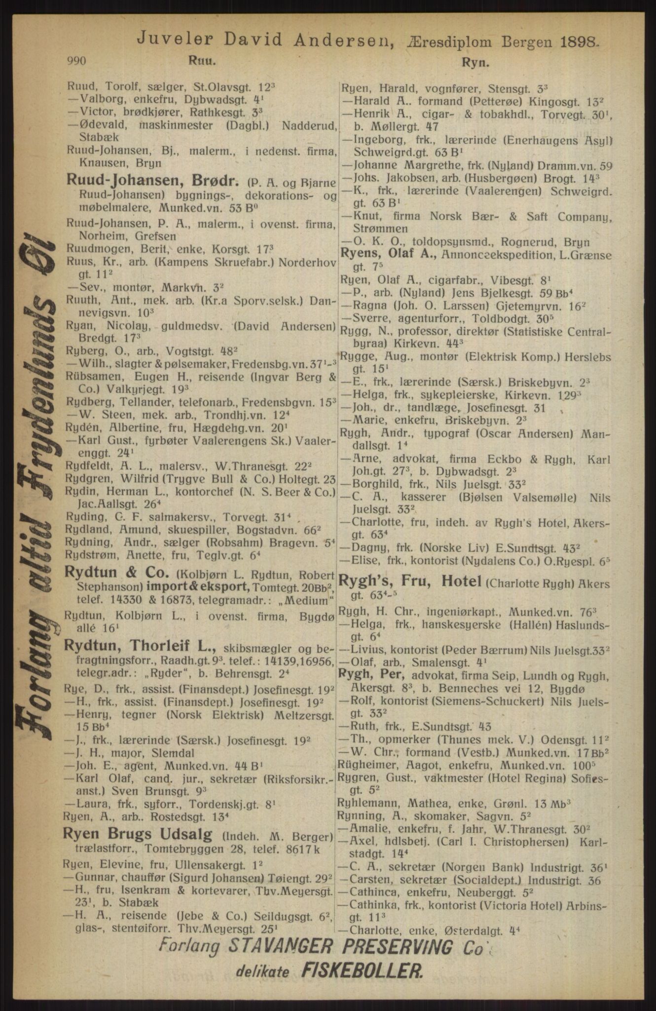Kristiania/Oslo adressebok, PUBL/-, 1914, s. 990