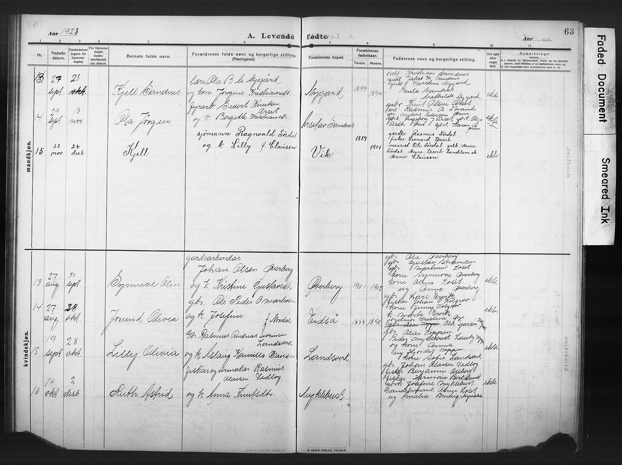 Ministerialprotokoller, klokkerbøker og fødselsregistre - Møre og Romsdal, AV/SAT-A-1454/502/L0028: Klokkerbok nr. 502C02, 1909-1932, s. 63