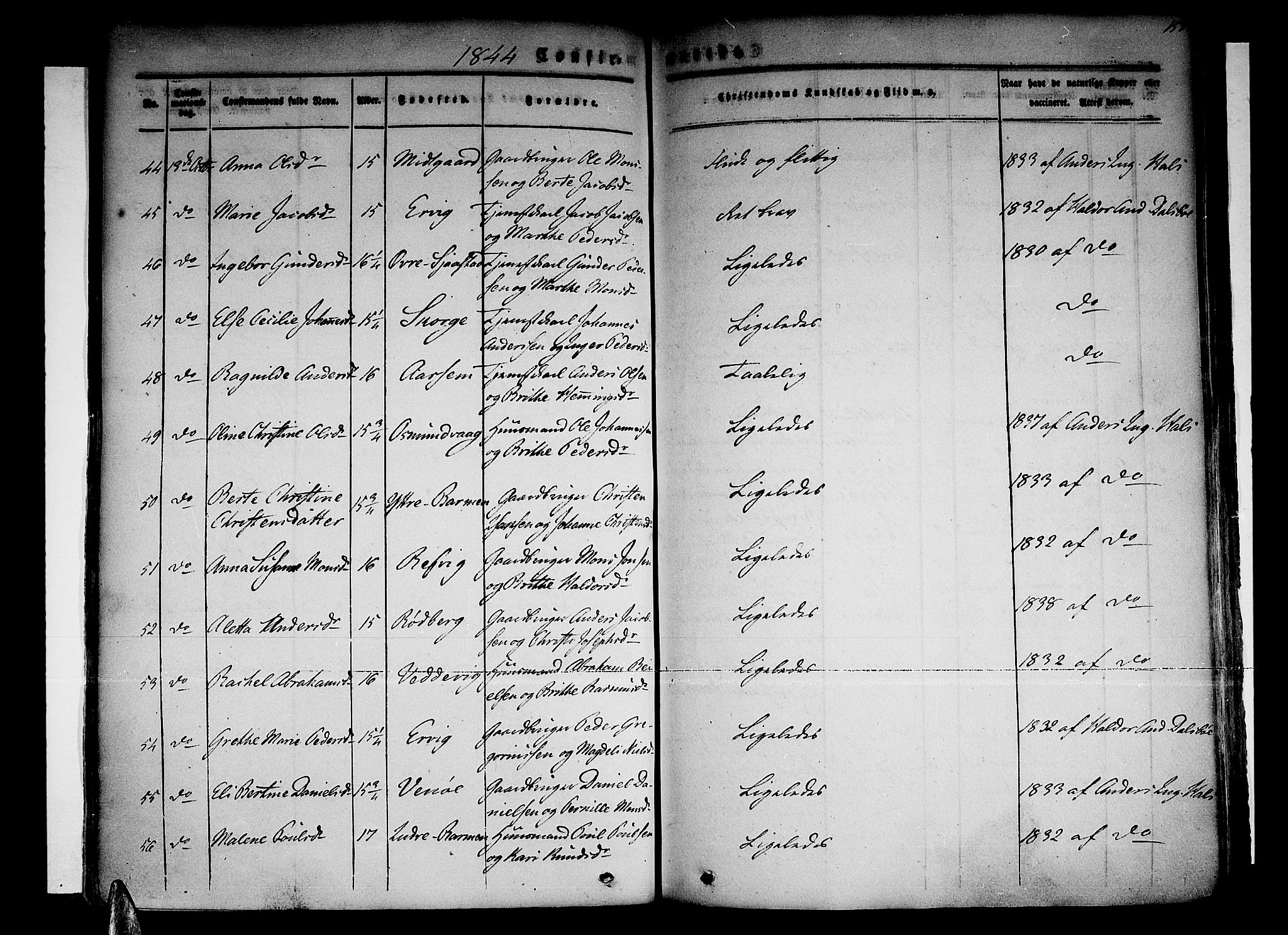 Selje sokneprestembete, AV/SAB-A-99938/H/Ha/Haa/Haaa: Ministerialbok nr. A 9, 1829-1844, s. 157