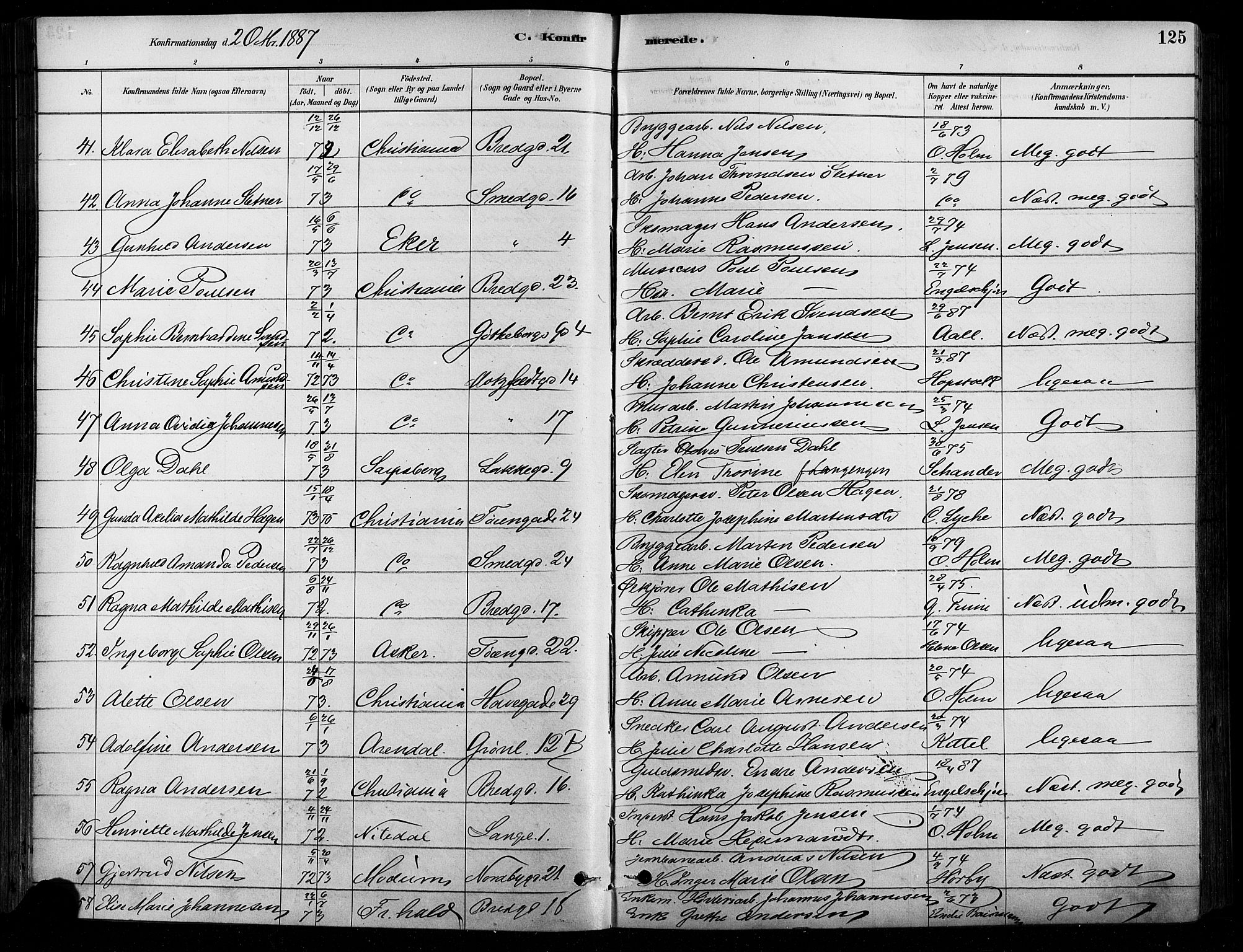 Grønland prestekontor Kirkebøker, AV/SAO-A-10848/F/Fa/L0008: Ministerialbok nr. 8, 1881-1893, s. 125
