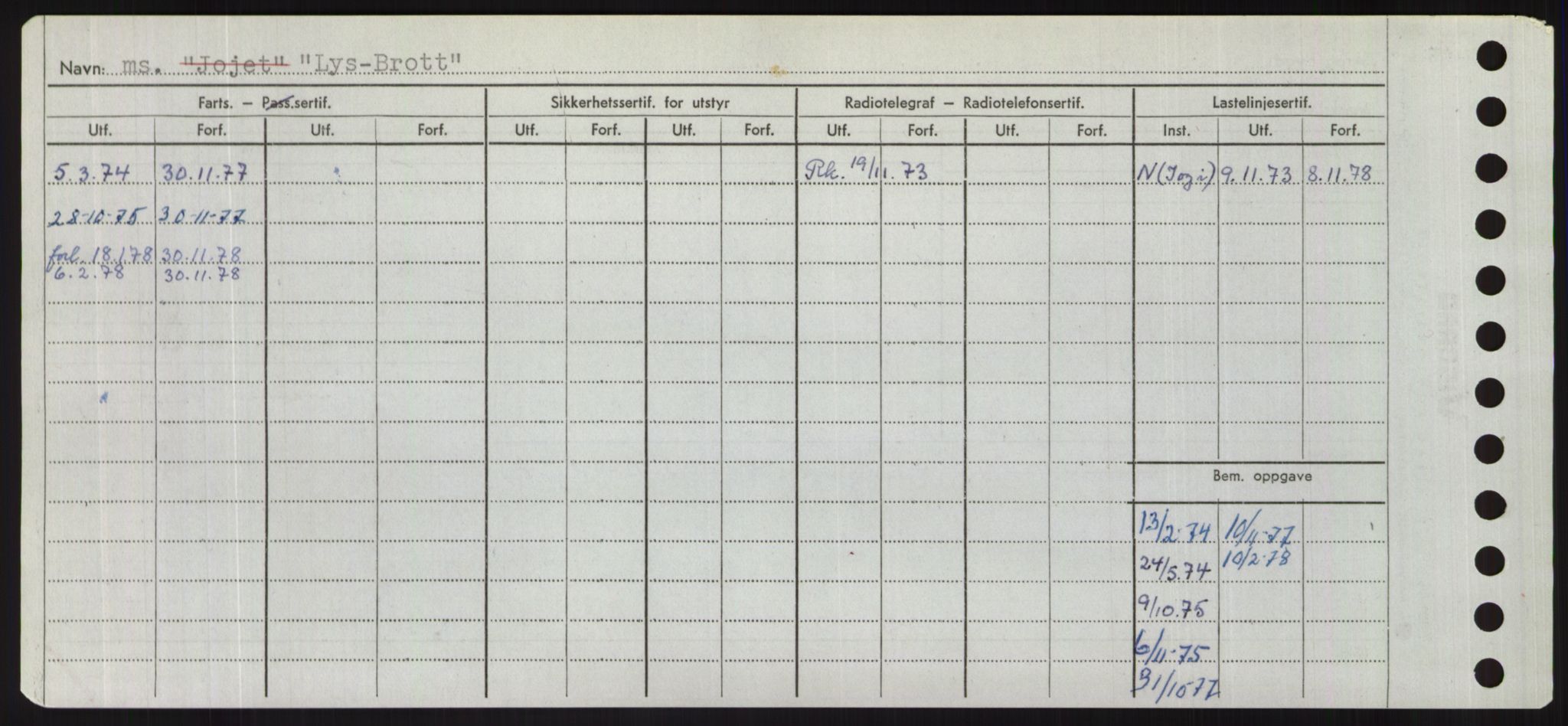 Sjøfartsdirektoratet med forløpere, Skipsmålingen, RA/S-1627/H/Hd/L0023: Fartøy, Lia-Løv, s. 496