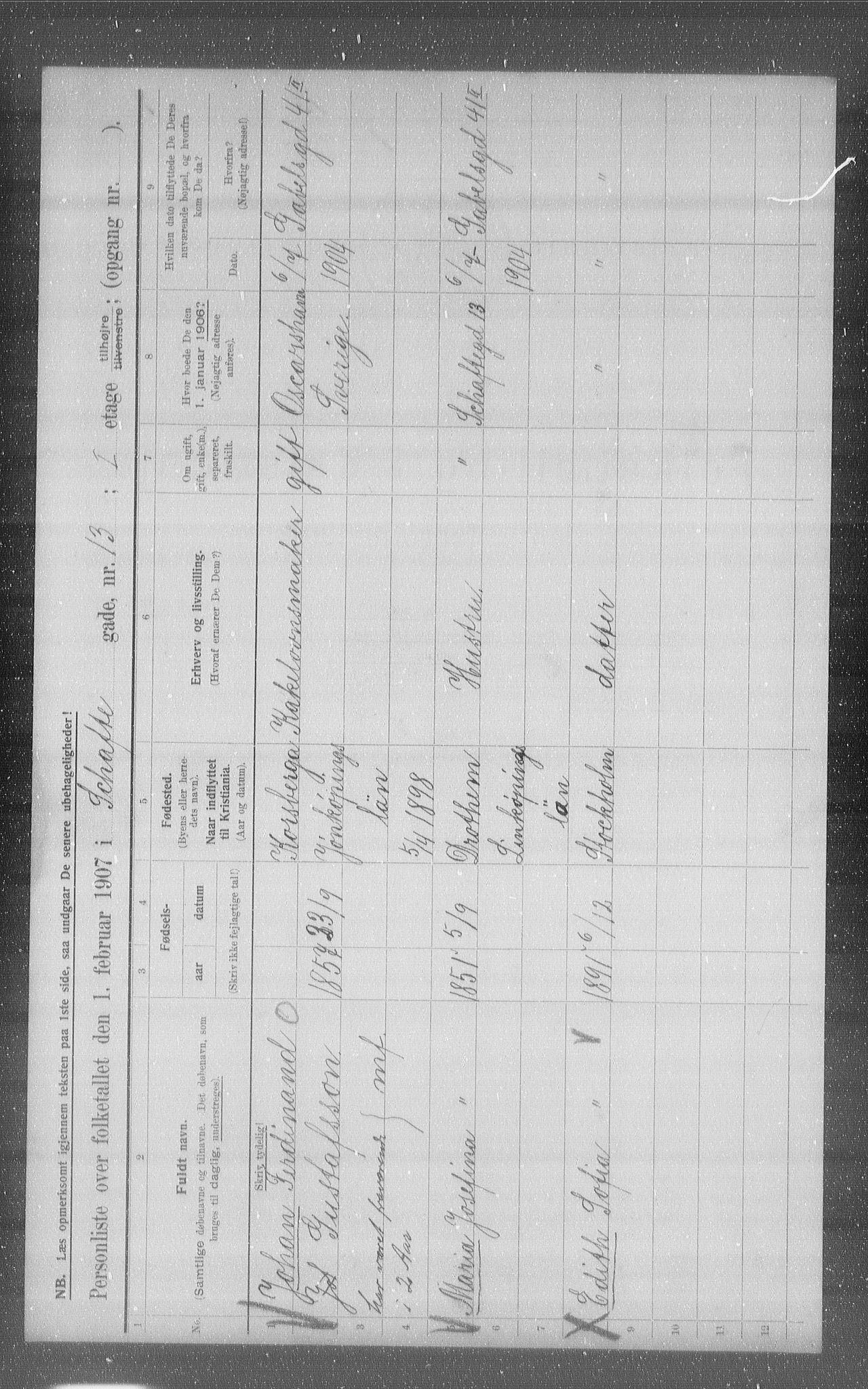 OBA, Kommunal folketelling 1.2.1907 for Kristiania kjøpstad, 1907, s. 45759