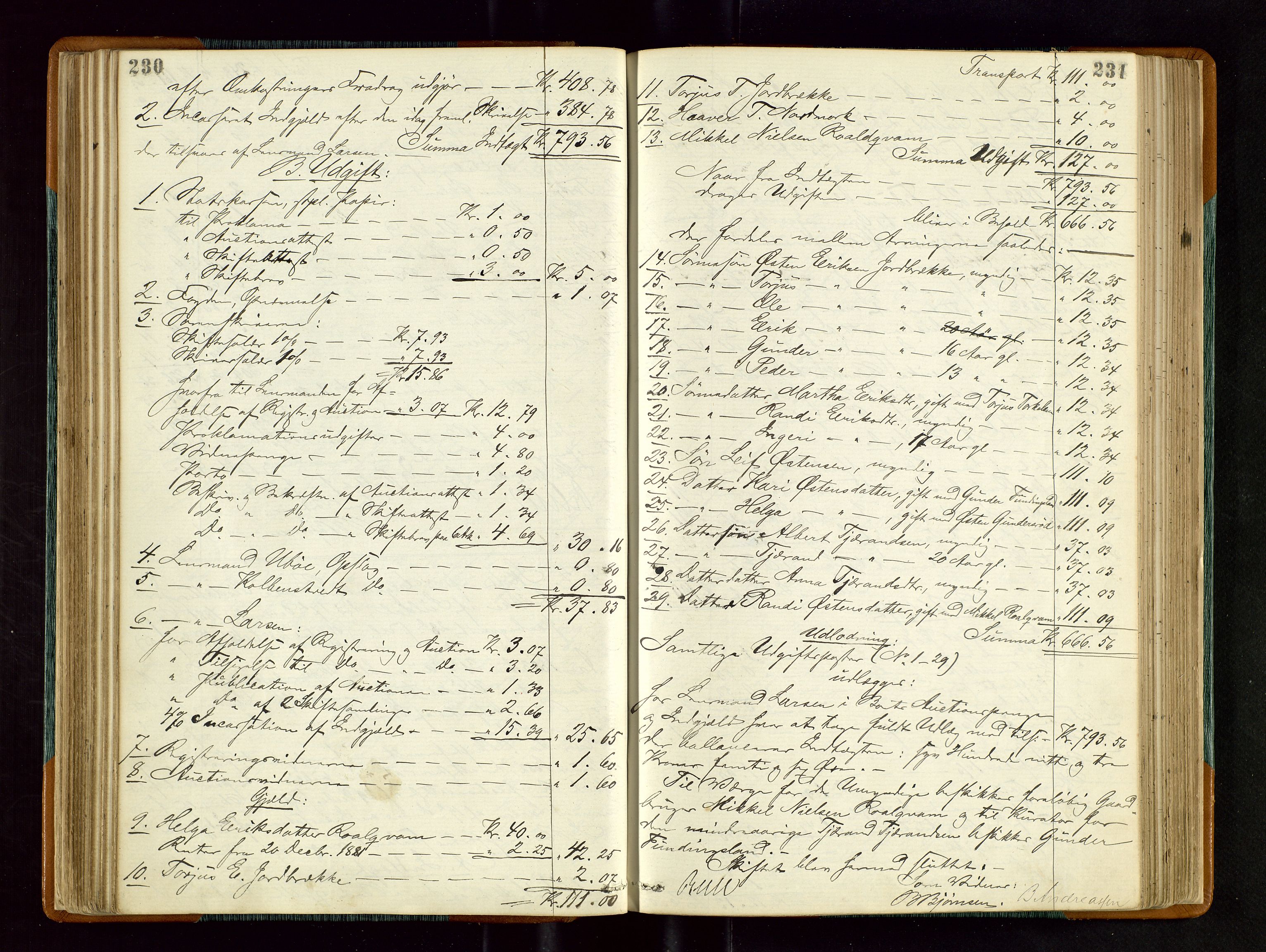 Ryfylke tingrett, AV/SAST-A-100055/001/IV/IVD/L0027: Skifteprotokoll, register i protokollen, 1881-1885, s. 230-231