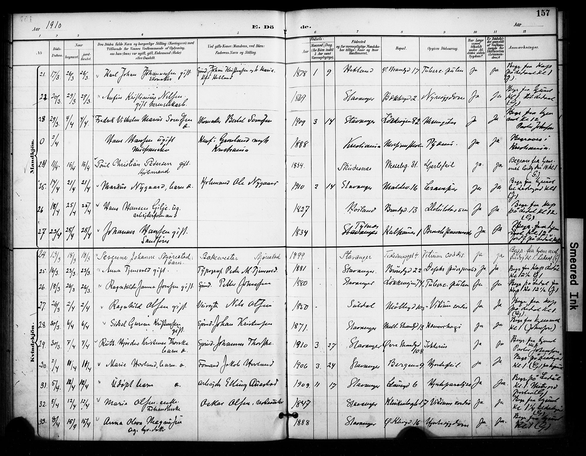 Domkirken sokneprestkontor, AV/SAST-A-101812/001/30/30BA/L0032: Ministerialbok nr. A 31, 1896-1917, s. 157