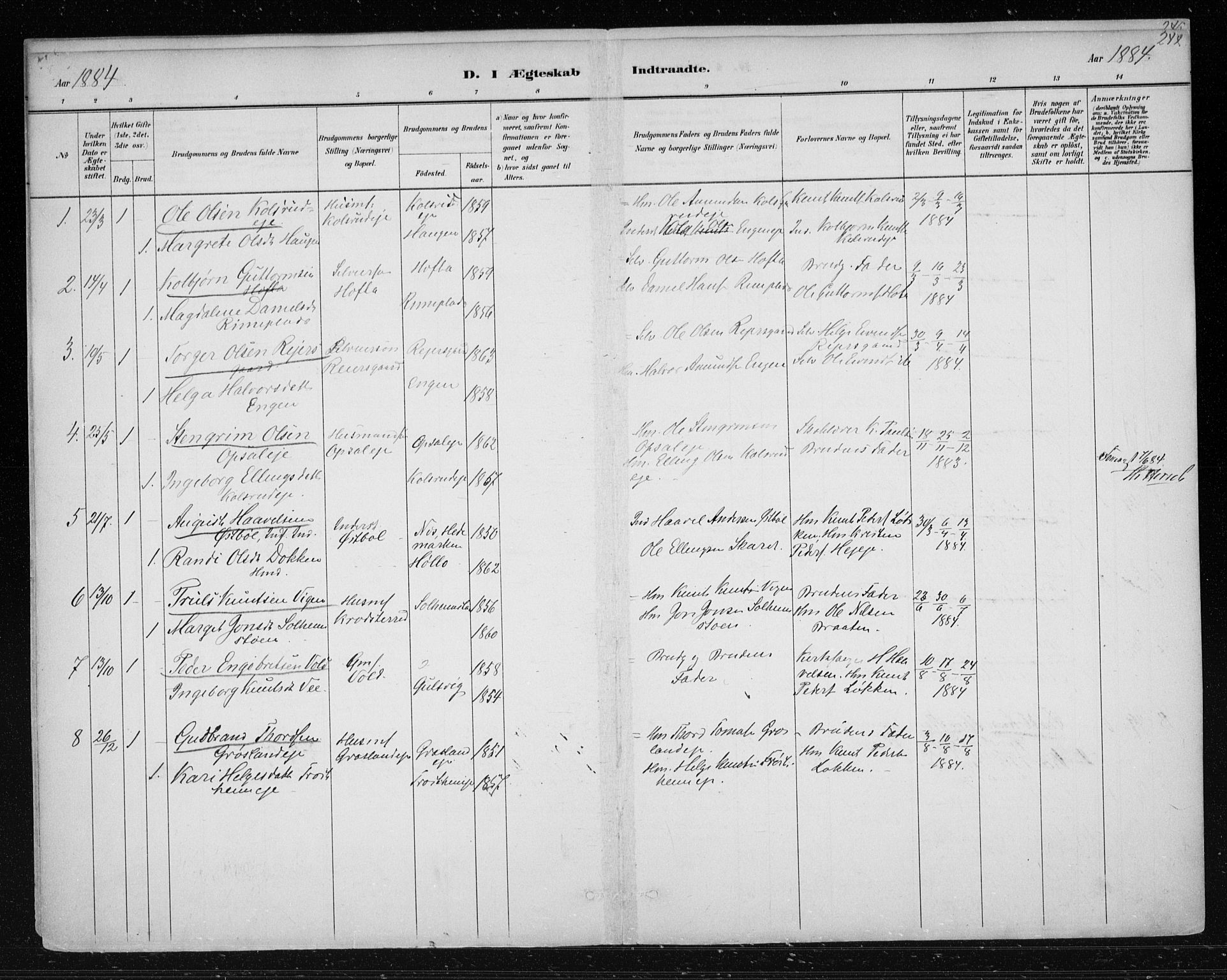 Nes kirkebøker, AV/SAKO-A-236/F/Fa/L0012: Ministerialbok nr. 12, 1881-1917, s. 244